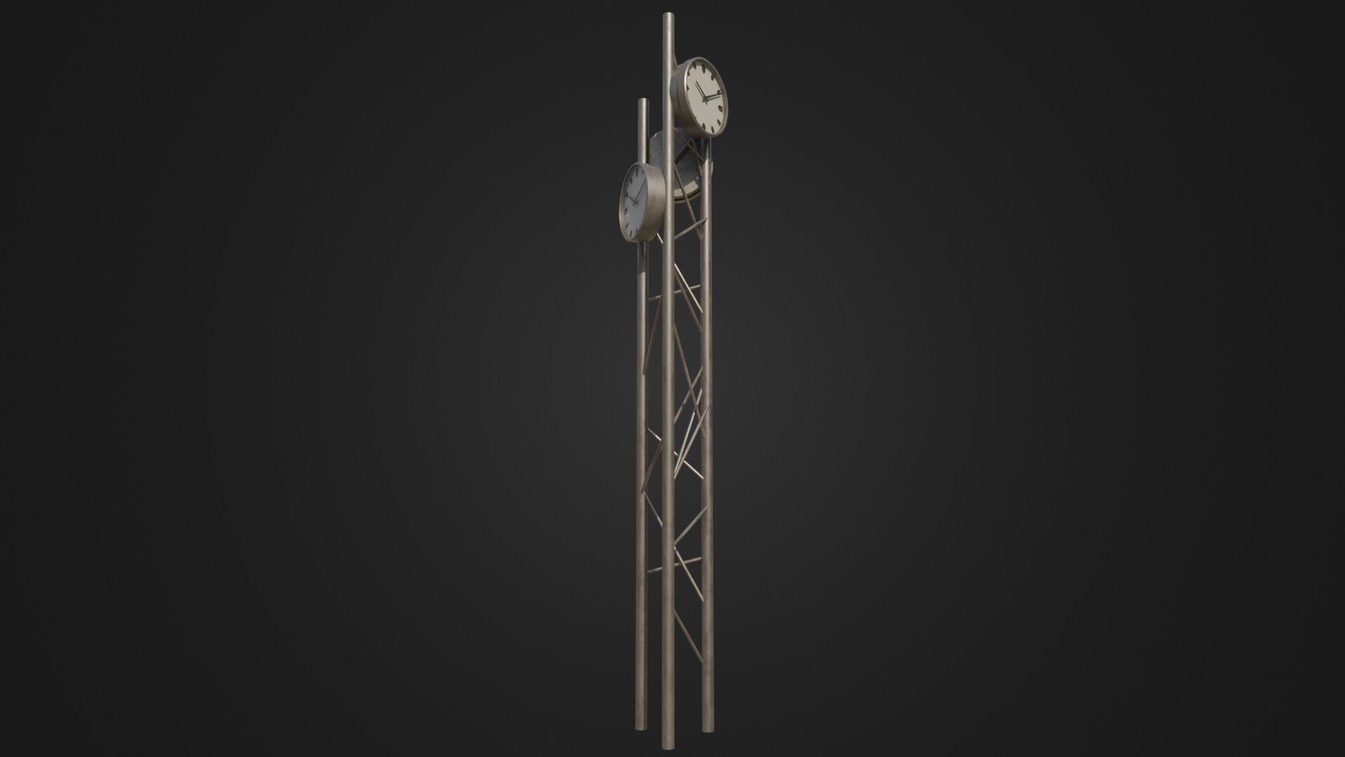 Modern outdoor pole clock Low-poly 3D model_7