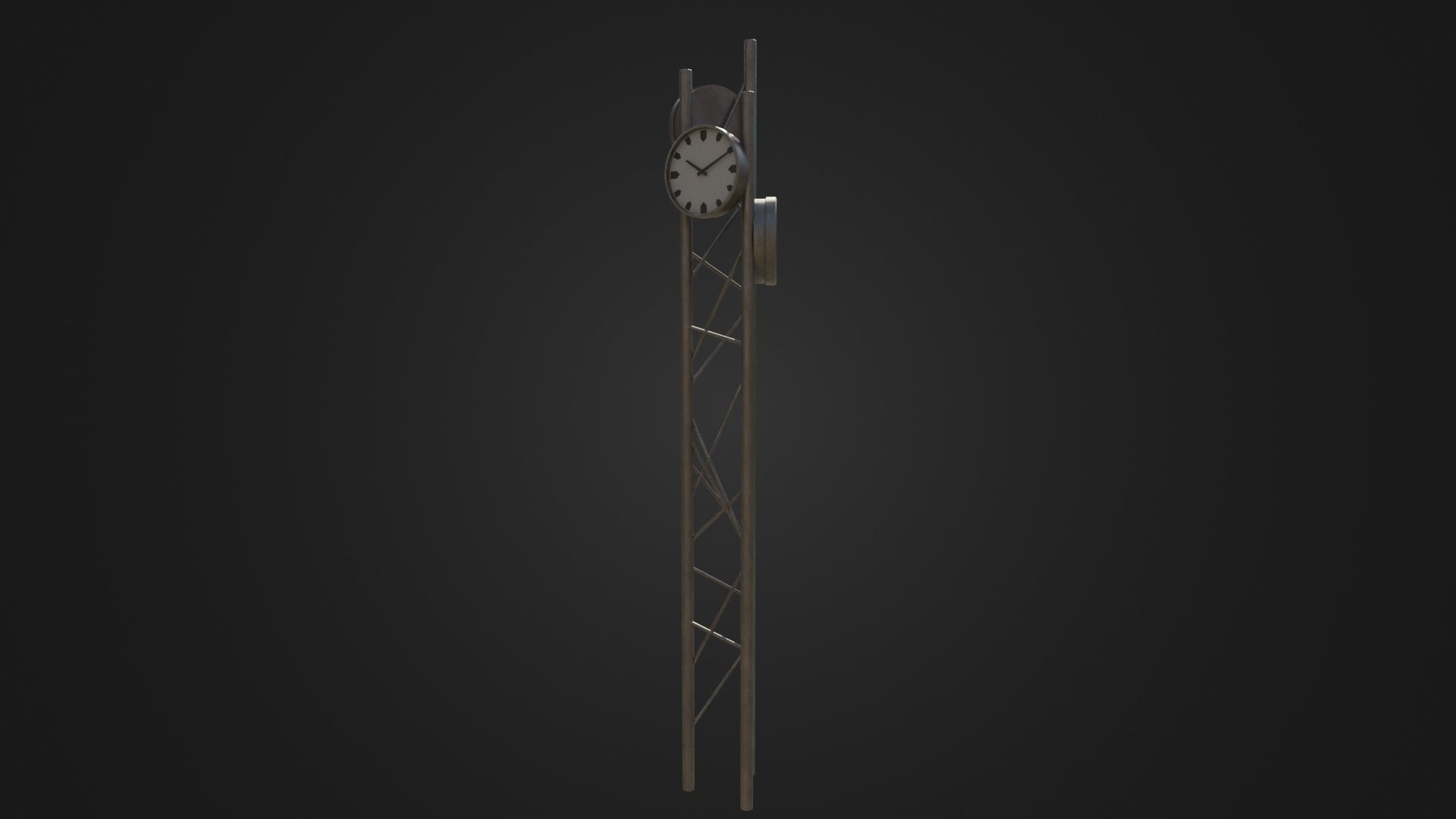 Modern outdoor pole clock Low-poly 3D model_23