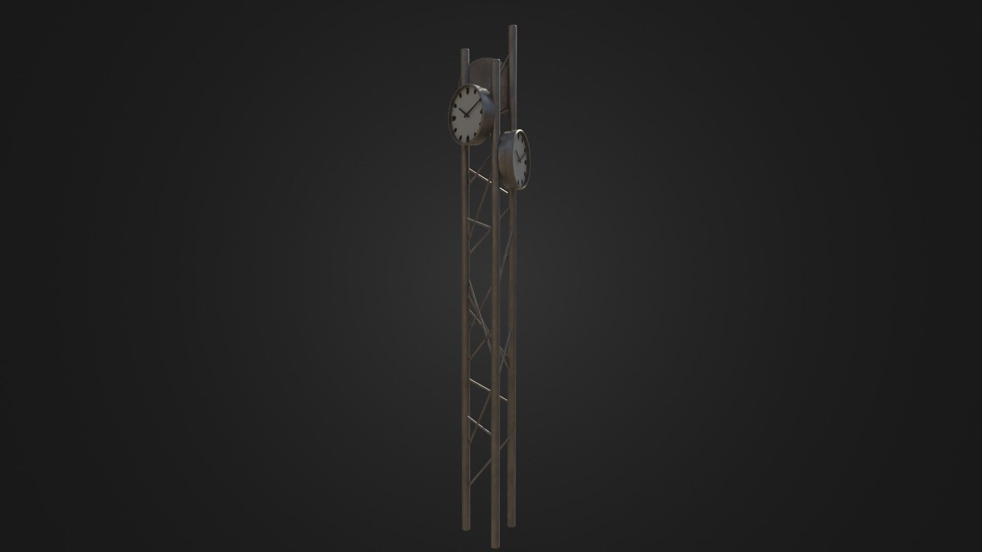 Modern outdoor pole clock Low-poly 3D model_21