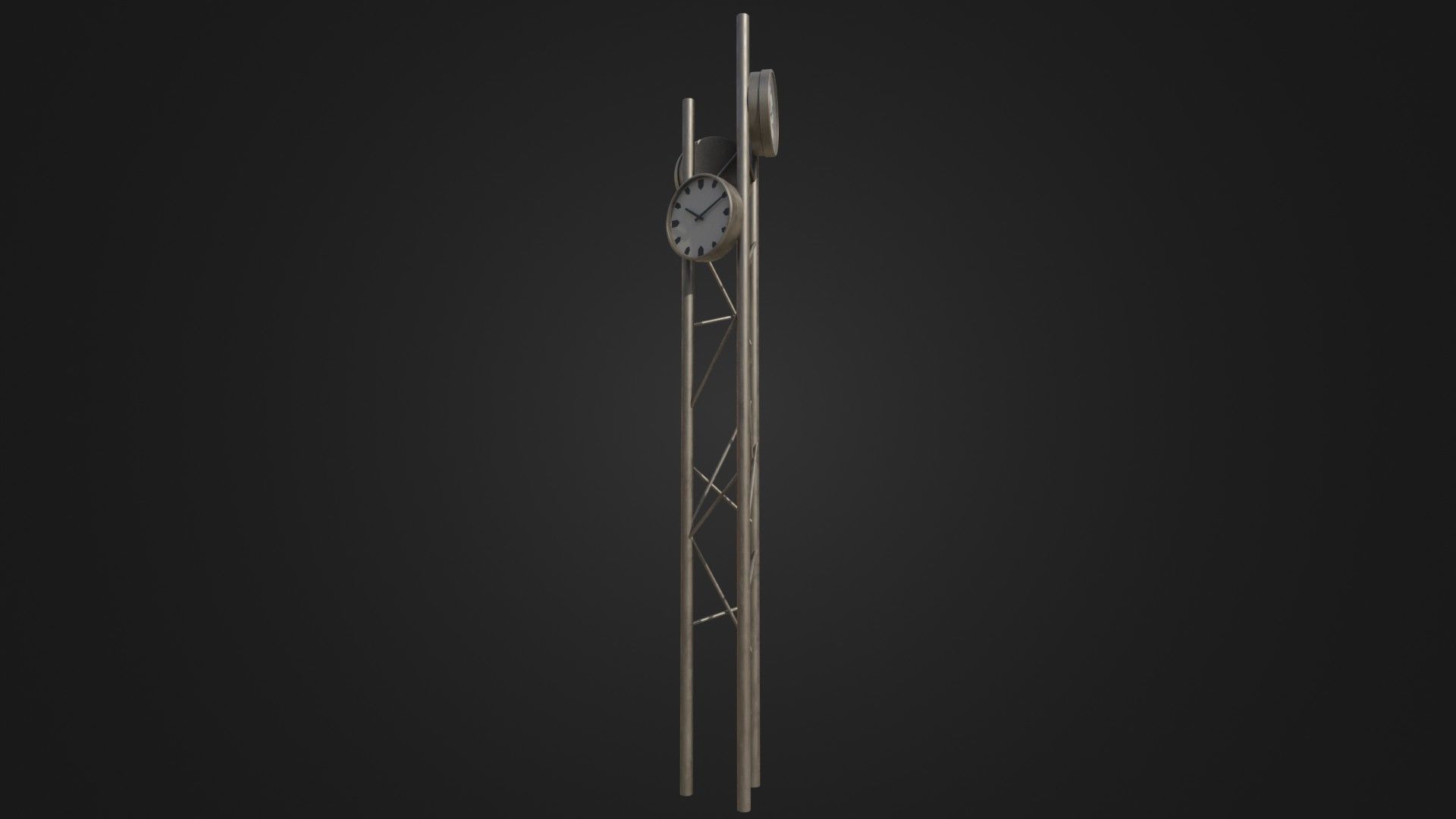 Modern outdoor pole clock Low-poly 3D model_9