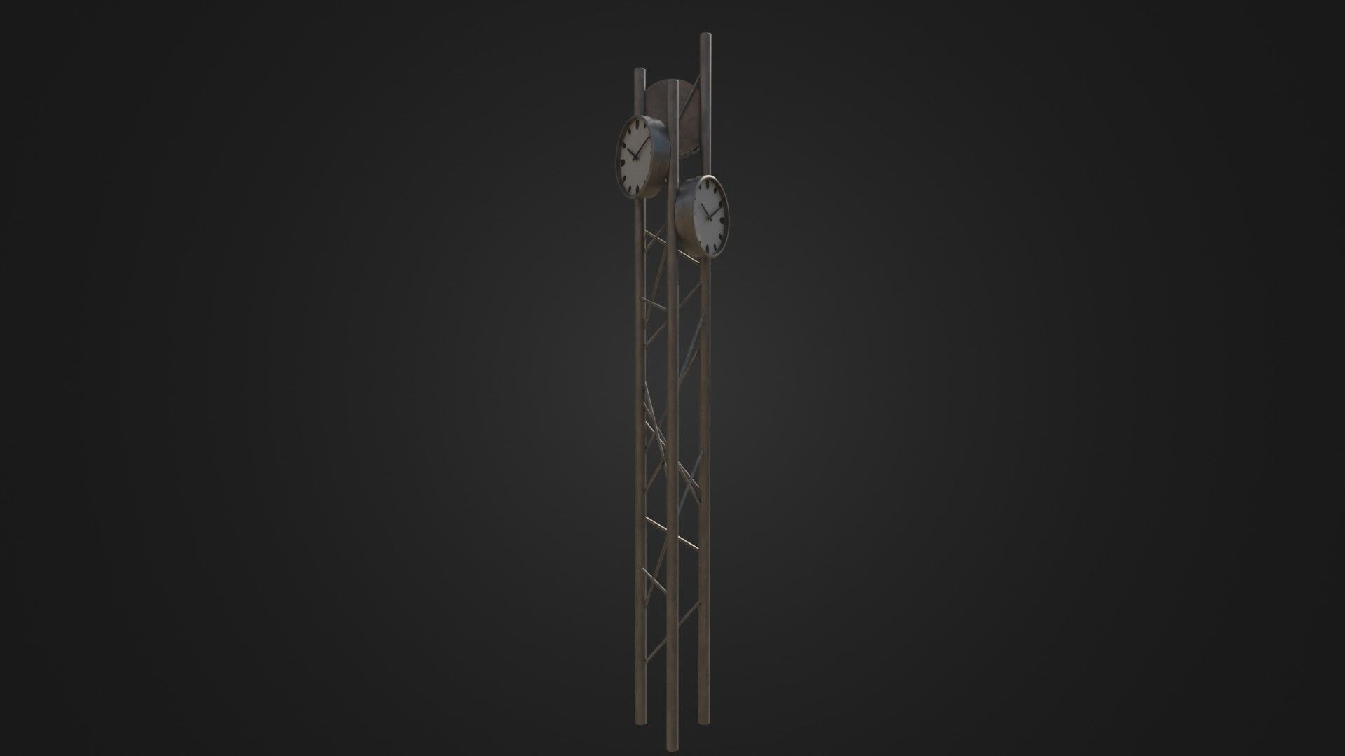 Modern outdoor pole clock Low-poly 3D model_20
