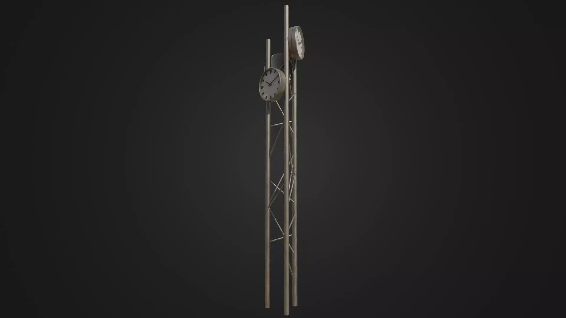 Modern outdoor pole clock Low-poly 3D model_0