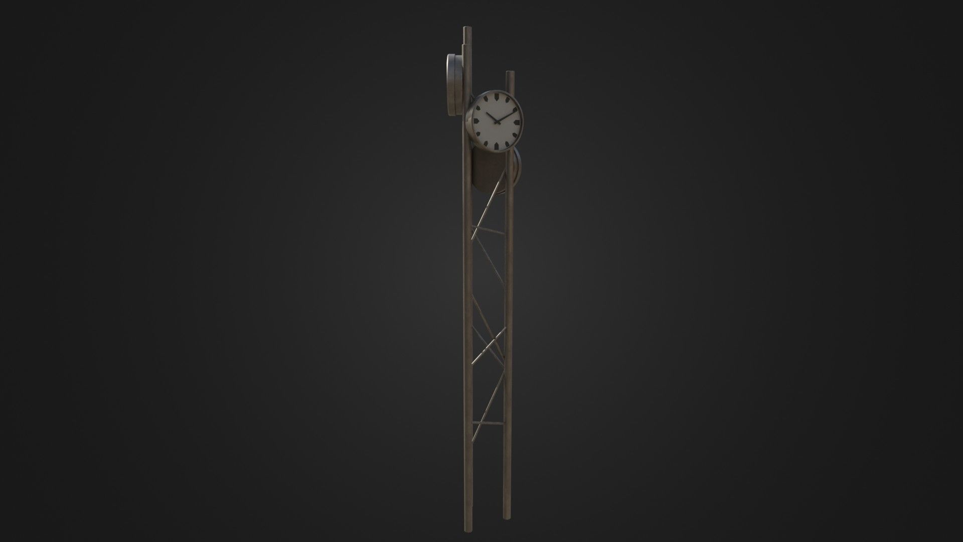 Modern outdoor pole clock Low-poly 3D model_30