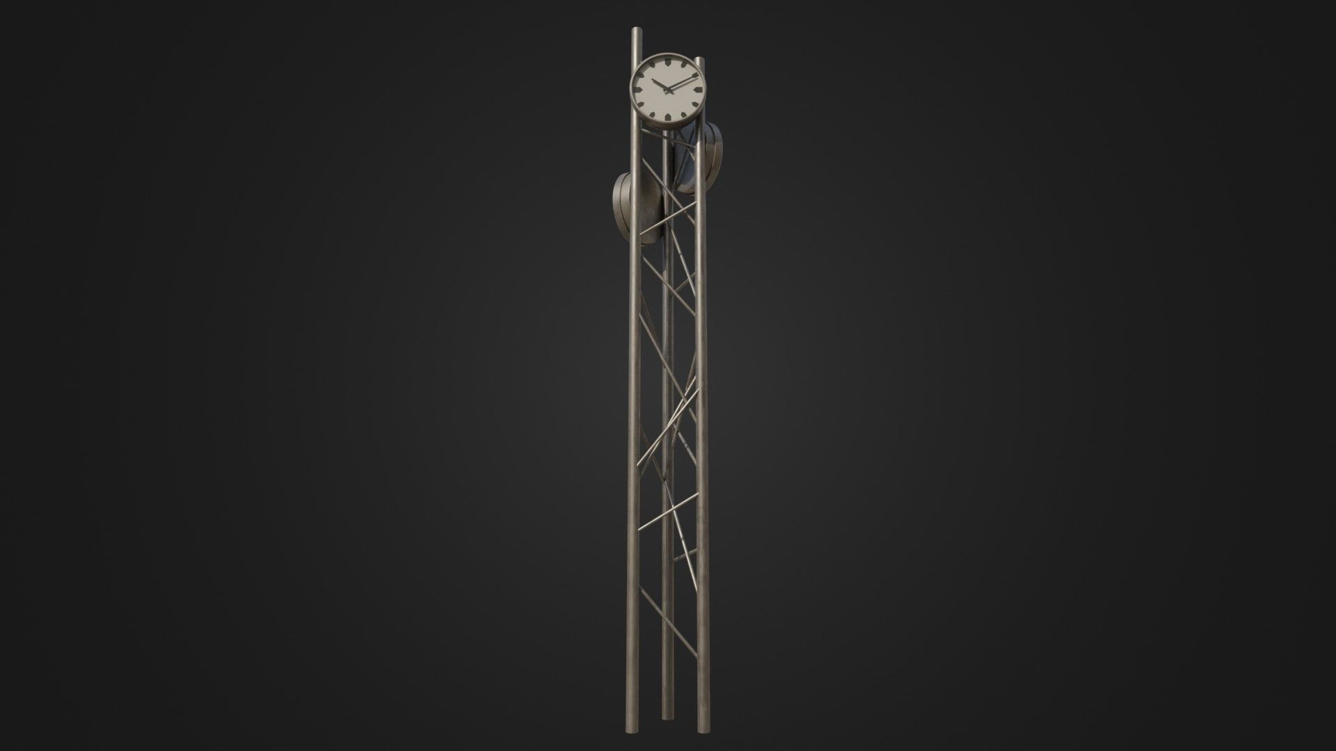 Modern outdoor pole clock Low-poly 3D model_1