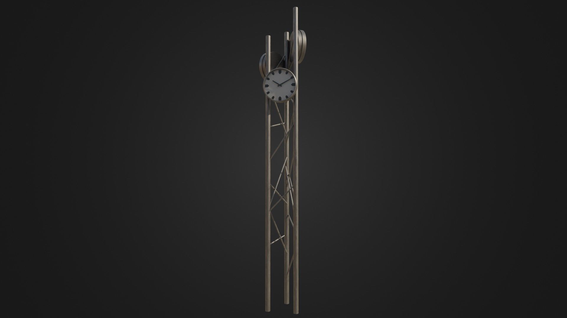 Modern outdoor pole clock Low-poly 3D model_12