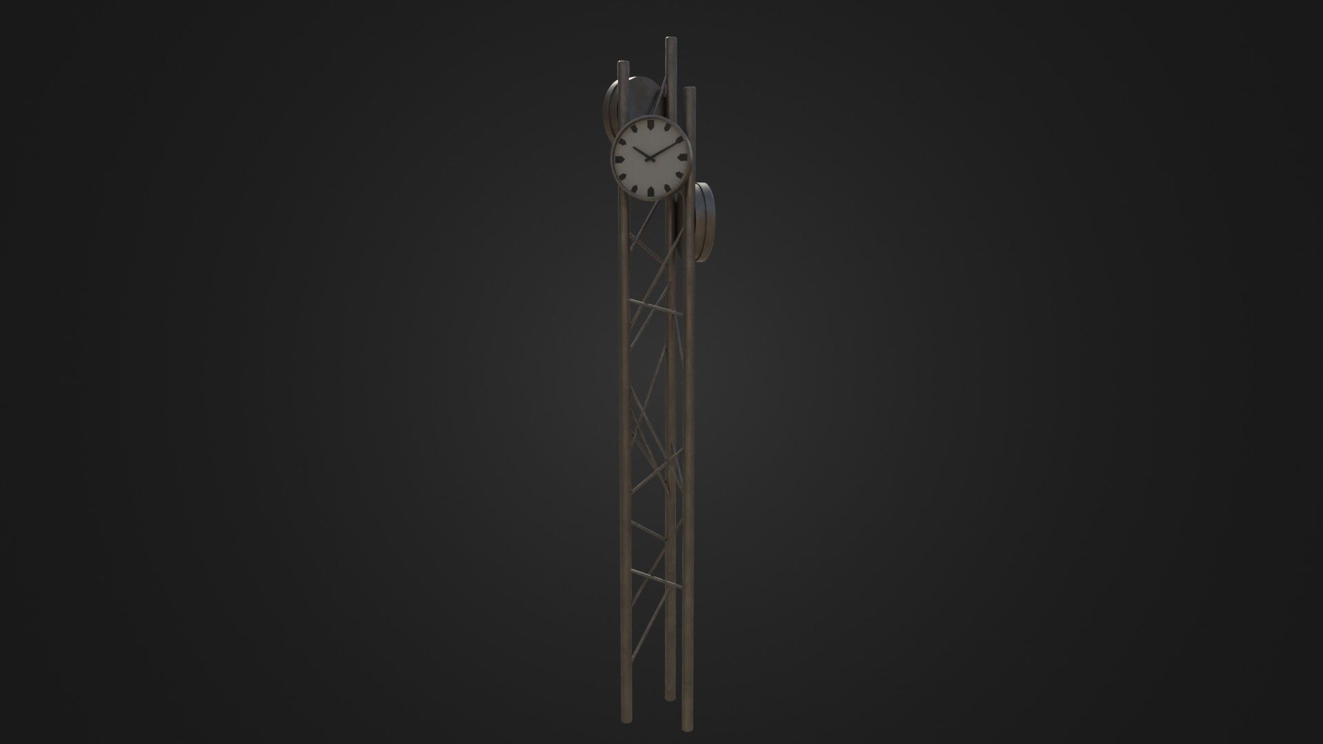 Modern outdoor pole clock Low-poly 3D model_25