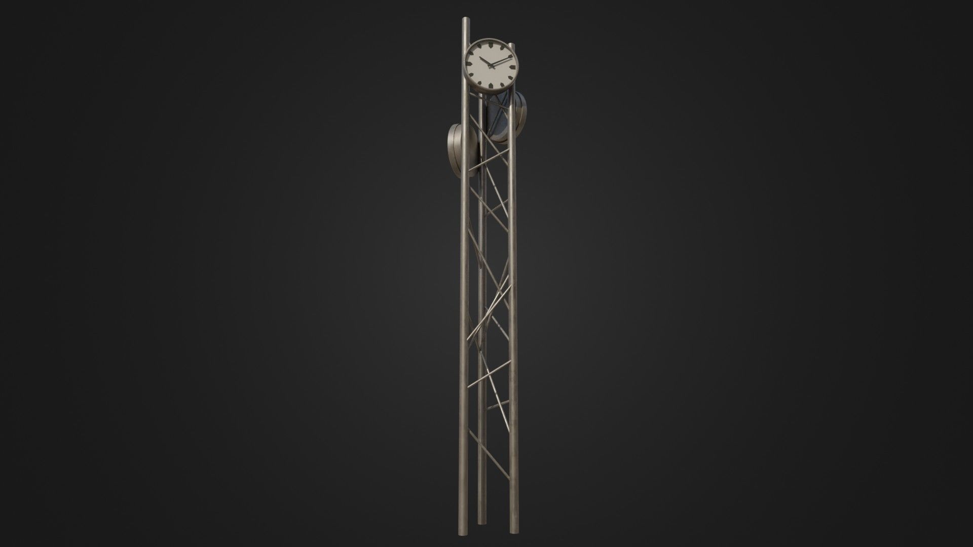 Modern outdoor pole clock Low-poly 3D model_2