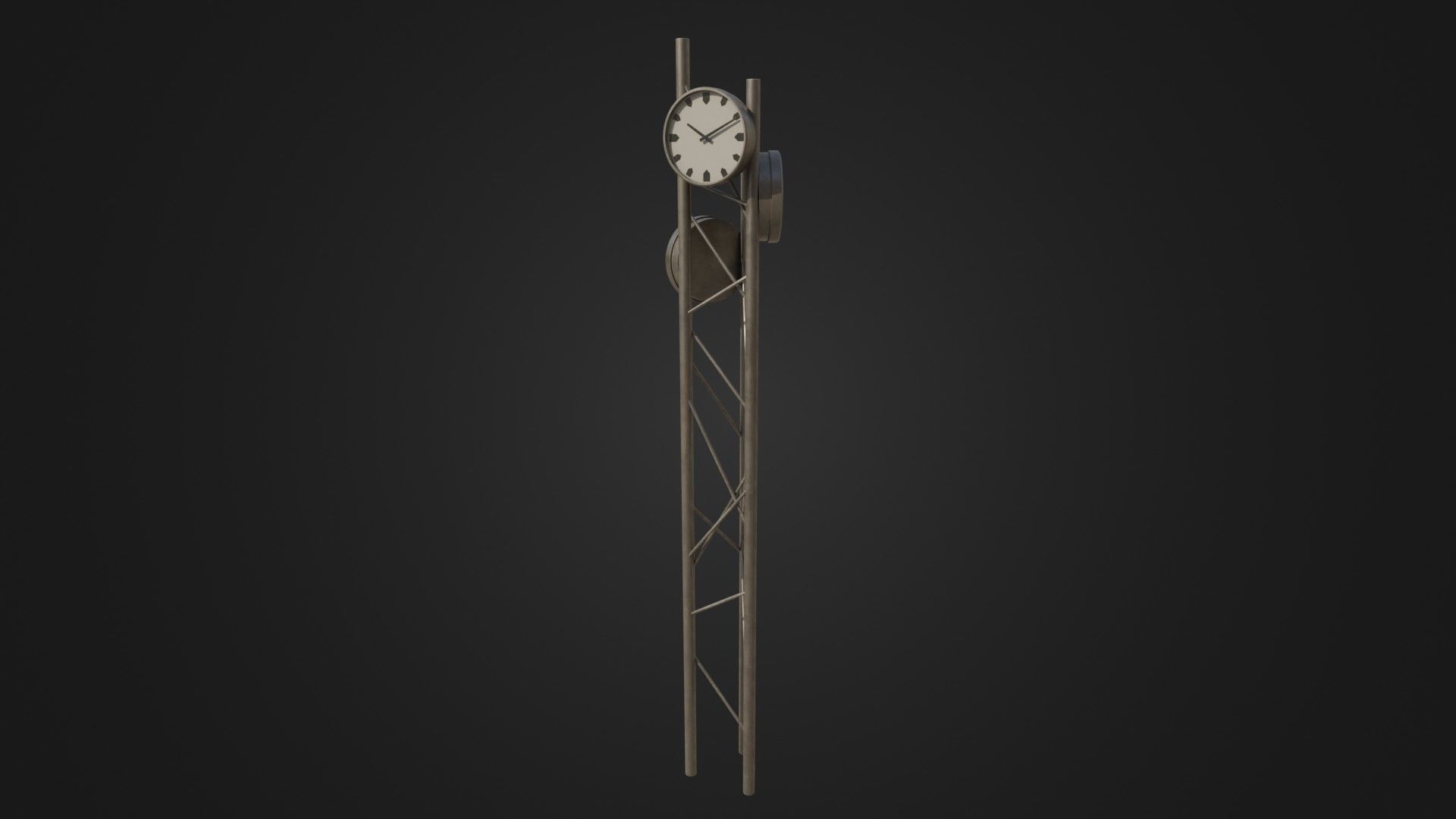 Modern outdoor pole clock Low-poly 3D model_37