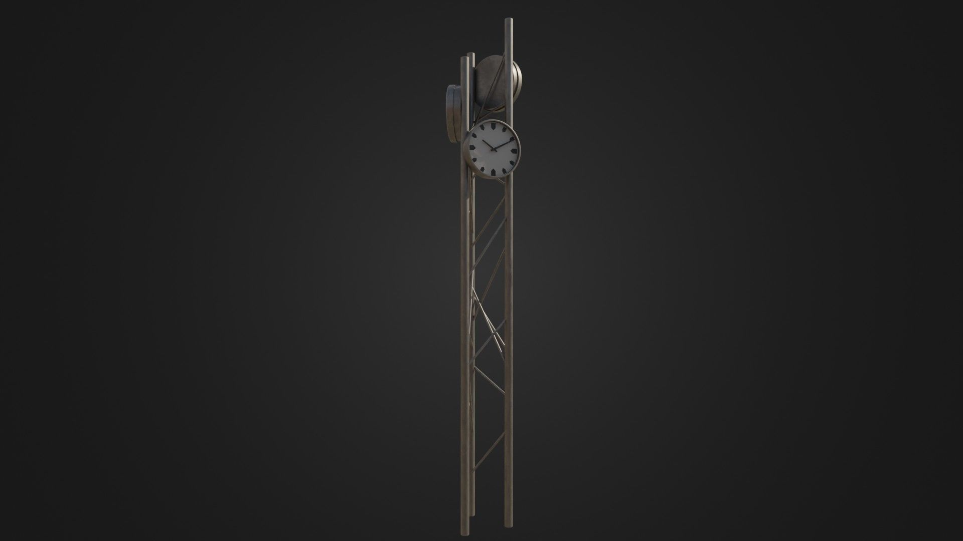 Modern outdoor pole clock Low-poly 3D model_16