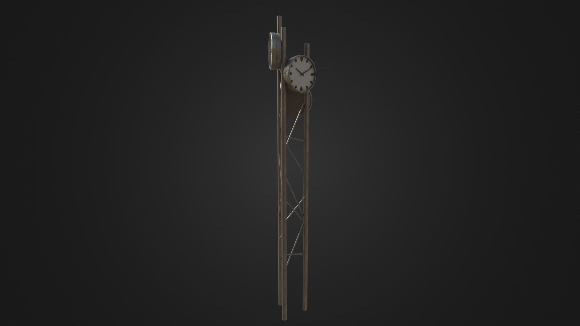 Modern outdoor pole clock Low-poly 3D model_31