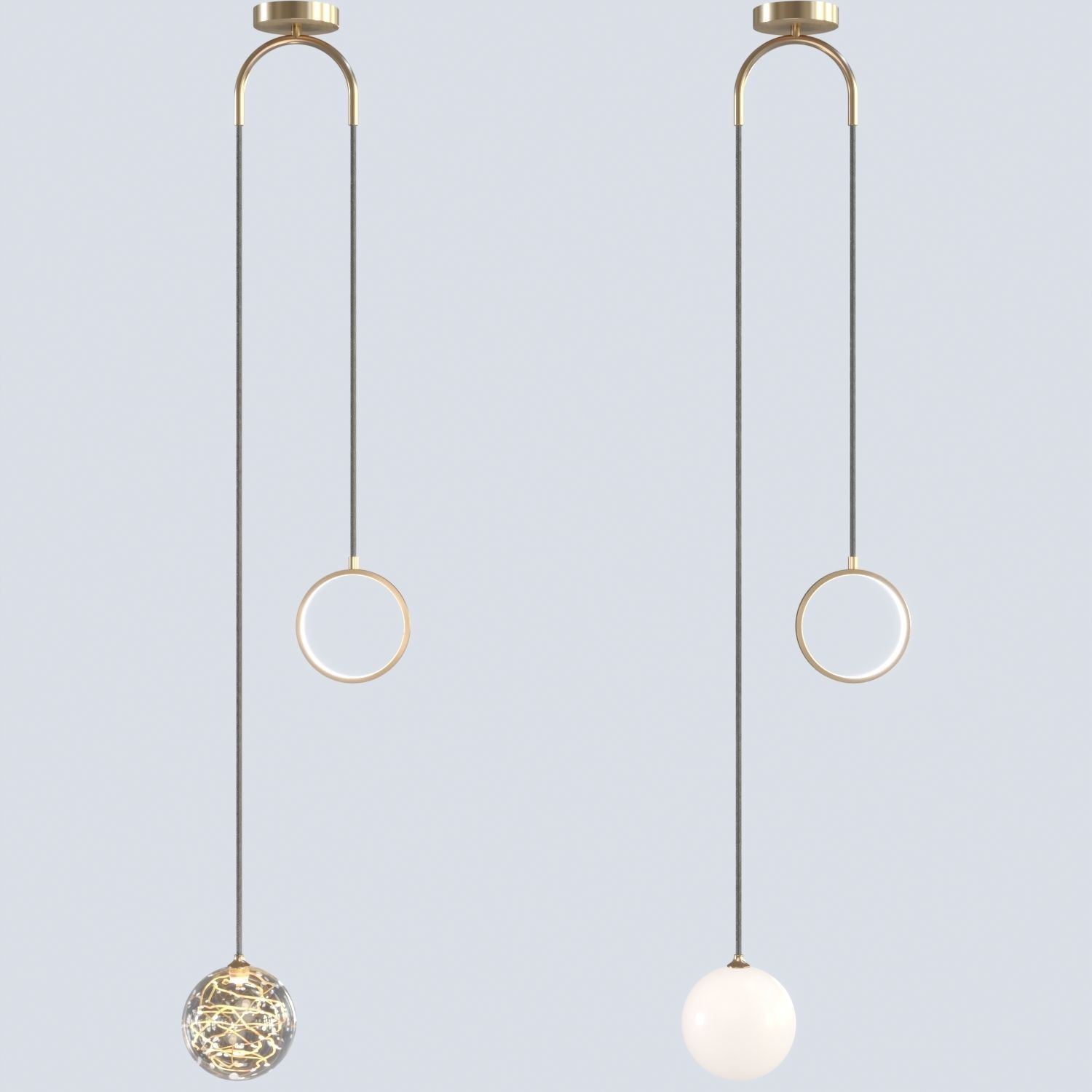 Hanging ceiling lamp OFELIA brass Lampatron 3D model_3