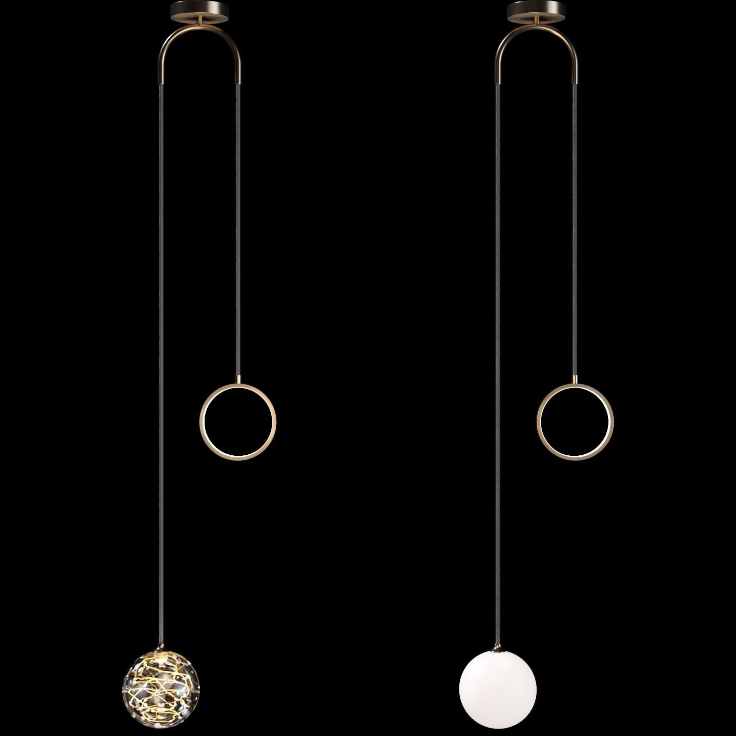 Hanging ceiling lamp OFELIA brass Lampatron 3D model_1