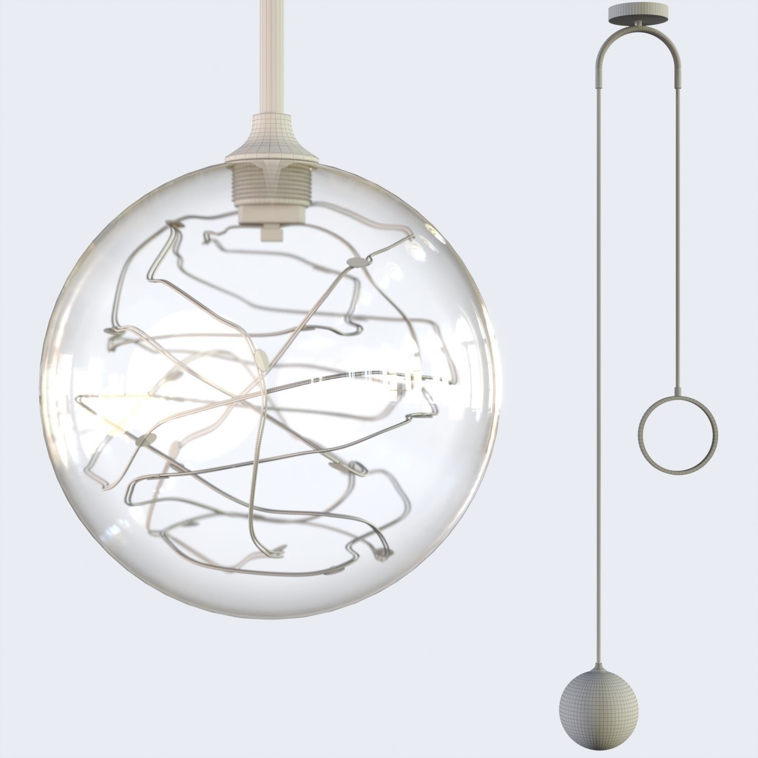 Hanging ceiling lamp OFELIA brass Lampatron 3D model_4