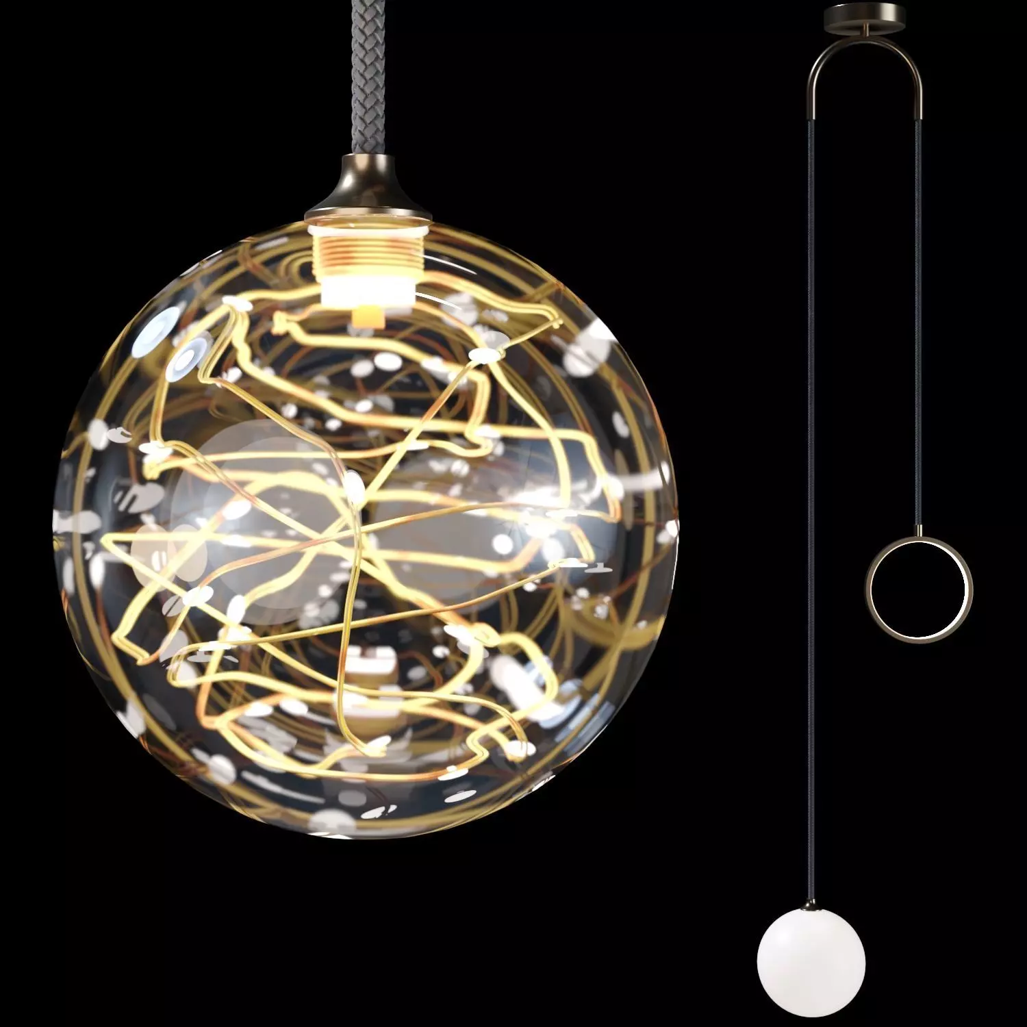 Hanging ceiling lamp OFELIA brass Lampatron 3D model_0