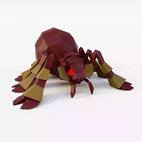 Spider 3d model polygonal with eyes