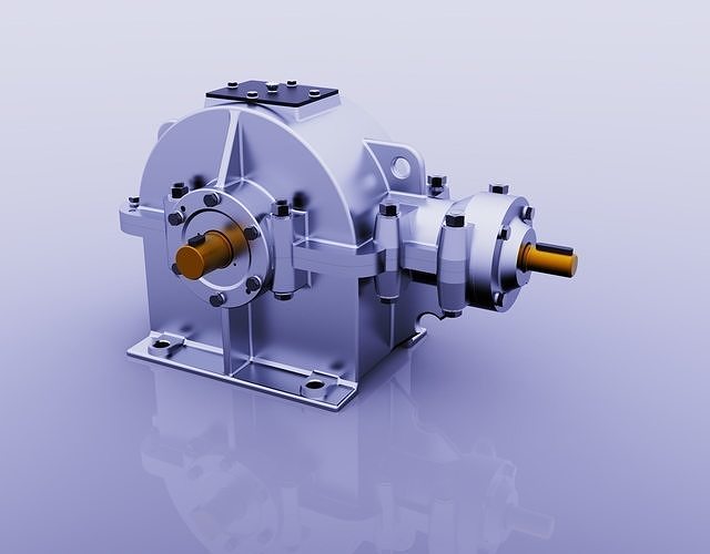 SINGLE STAGE BEVEL GEAR REDUCER 3D model