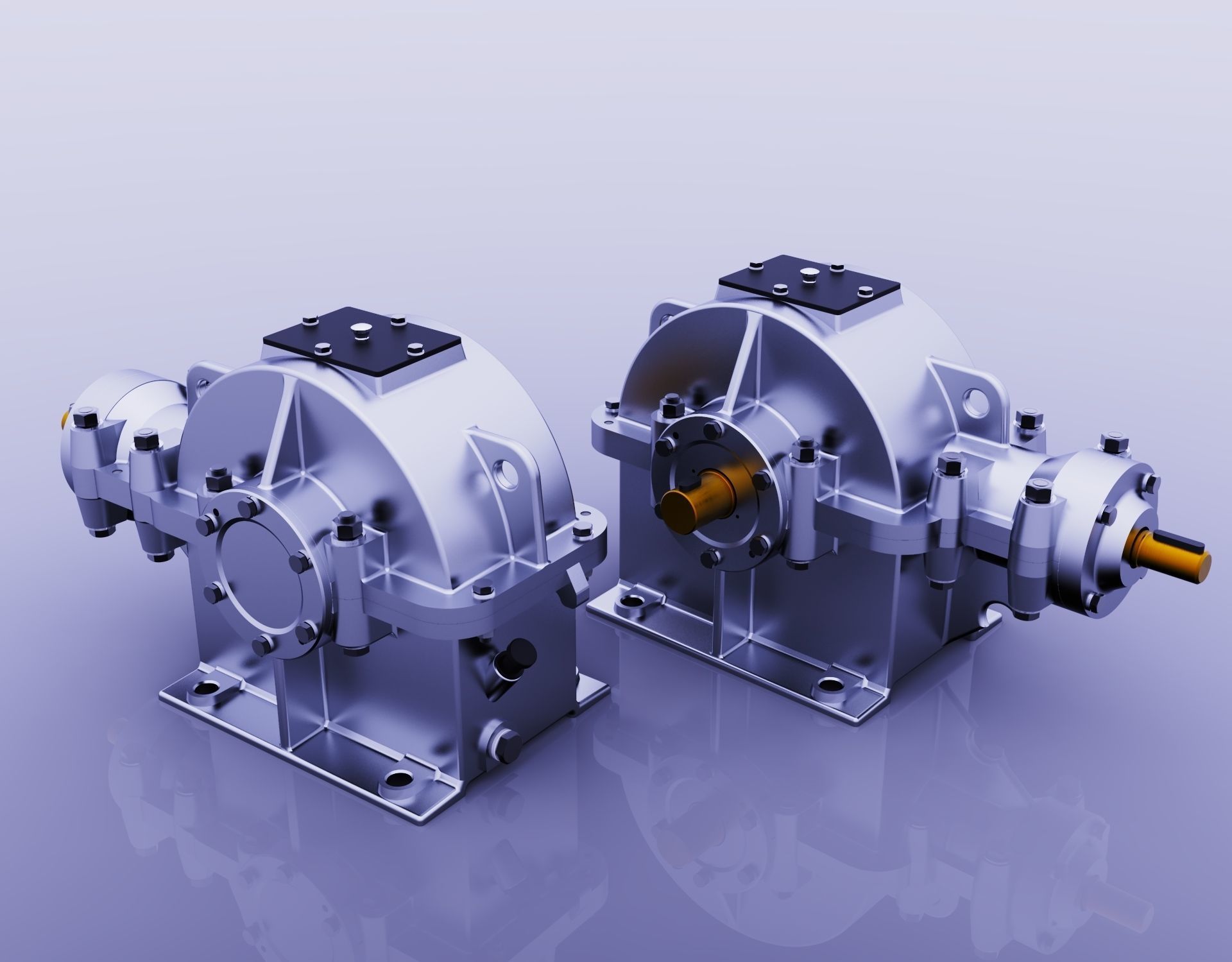 SINGLE STAGE BEVEL GEAR REDUCER 3D model_3