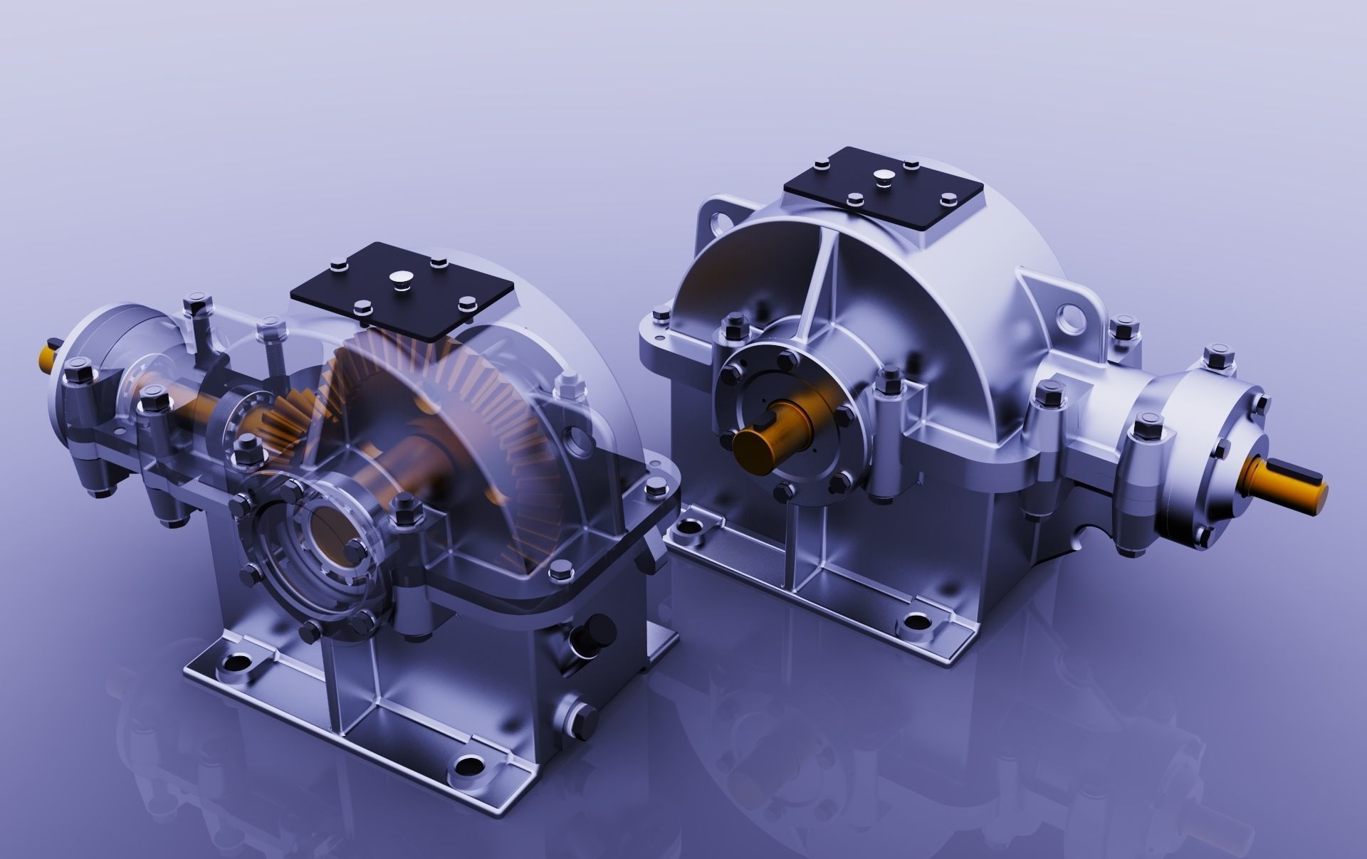 SINGLE STAGE BEVEL GEAR REDUCER 3D model_4