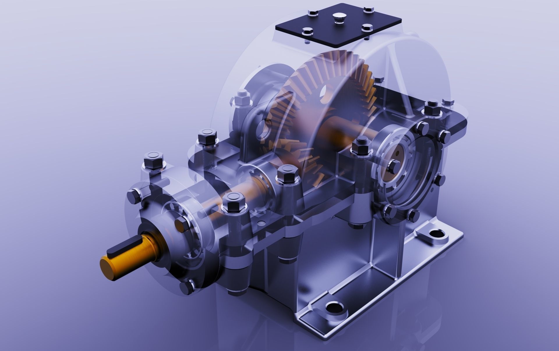 SINGLE STAGE BEVEL GEAR REDUCER 3D model_5