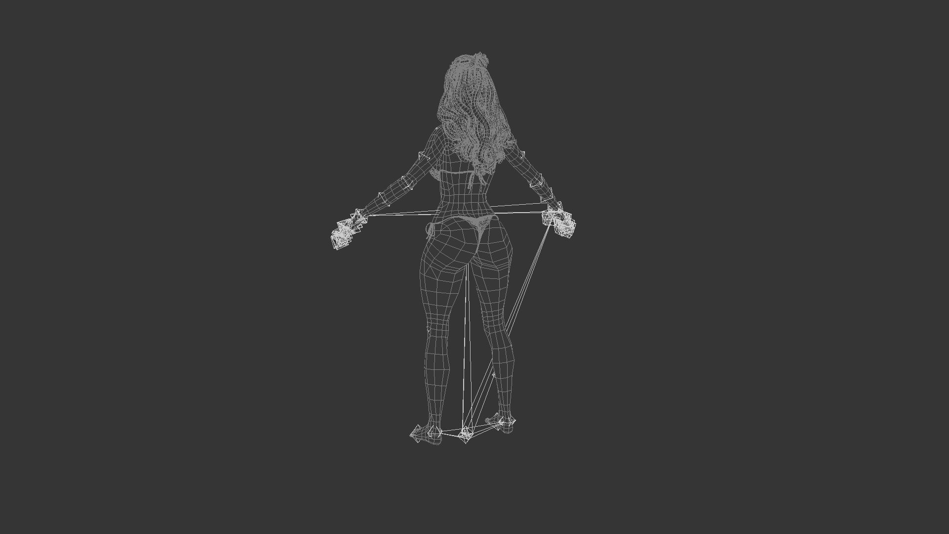 Beach Girl Low-poly 3D model_7