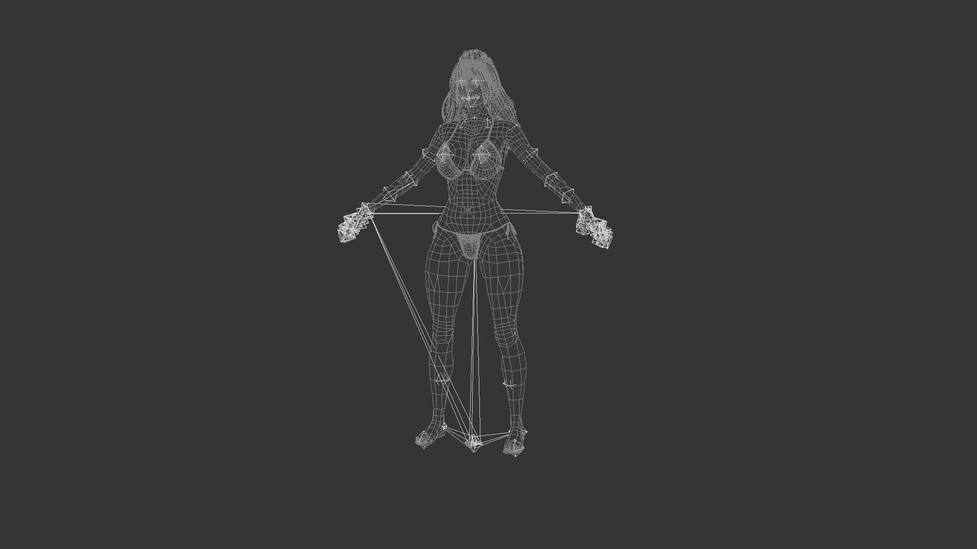 Beach Girl Low-poly 3D model_6