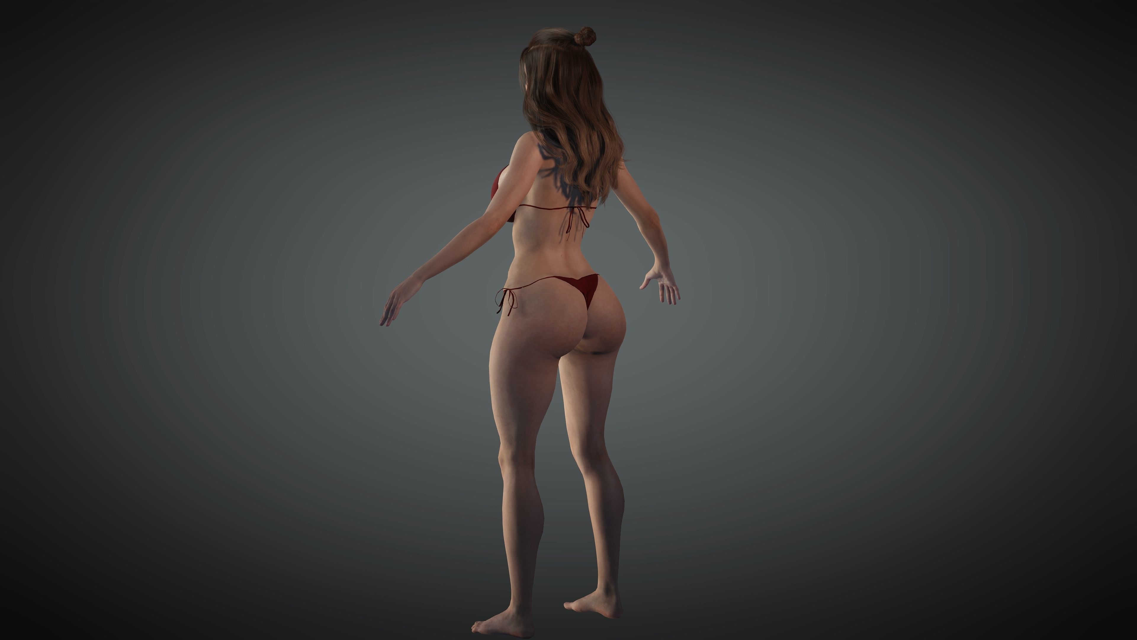 Beach Girl Low-poly 3D model_3