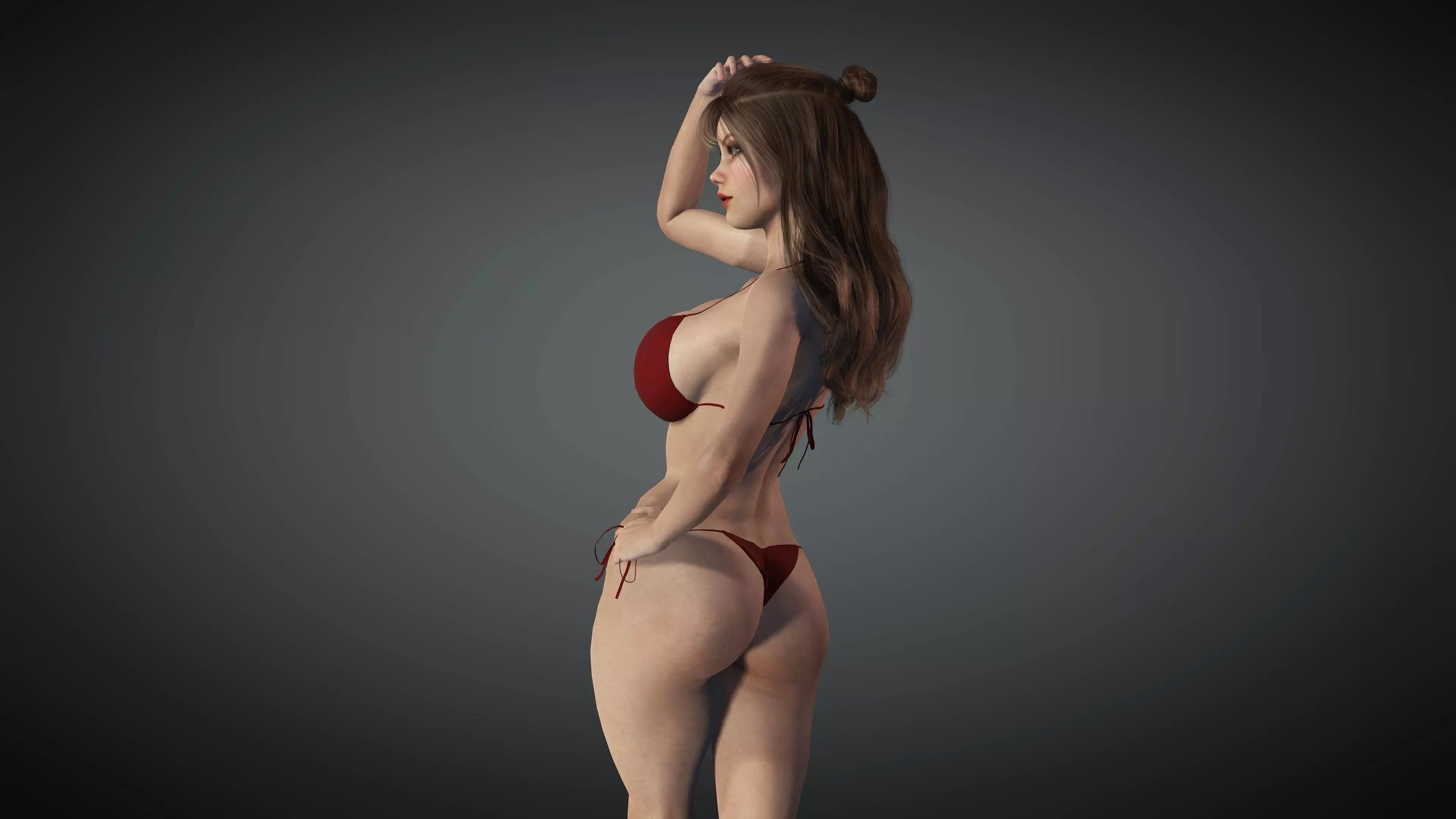 Beach Girl Low-poly 3D model_0