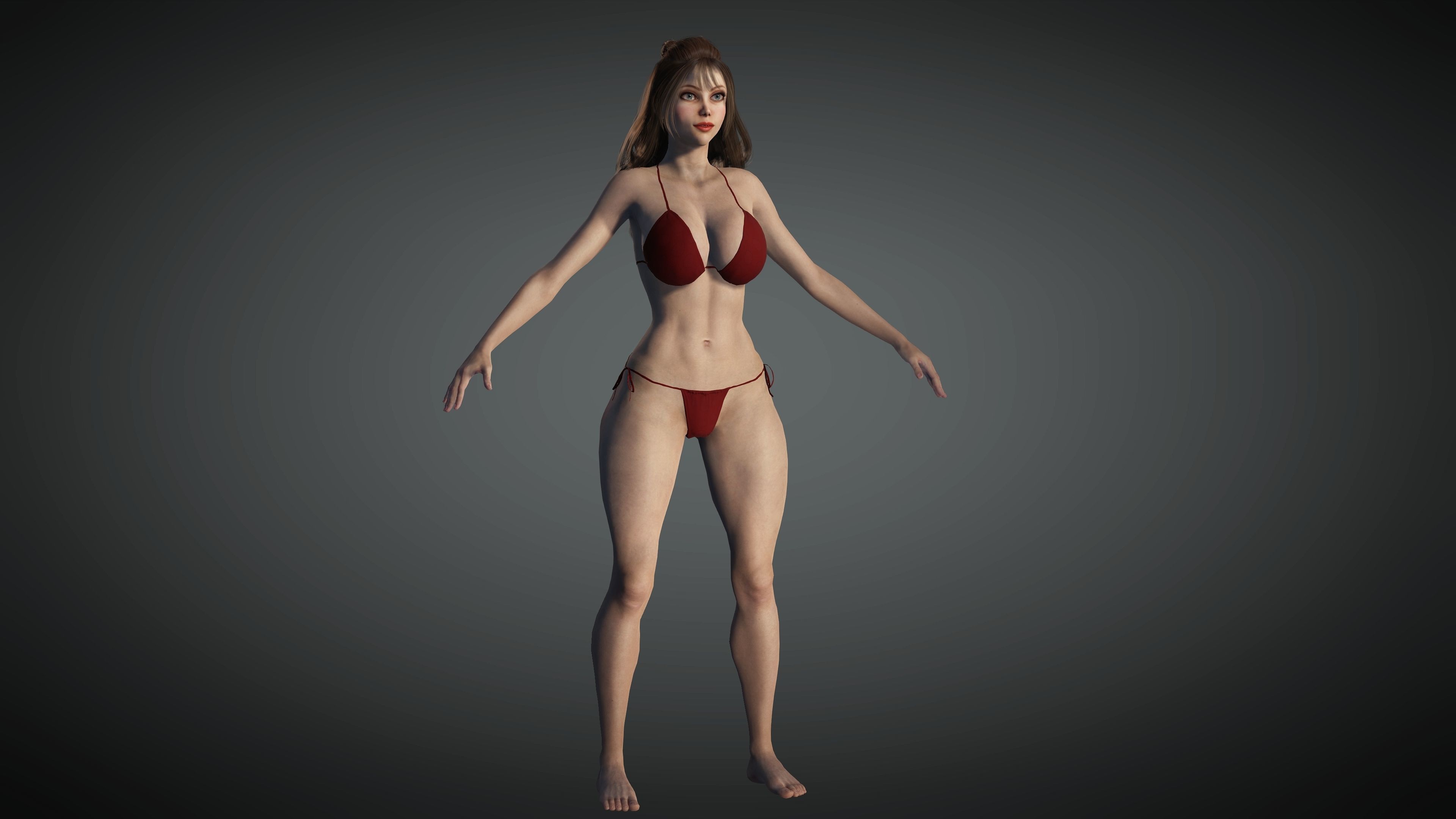 Beach Girl Low-poly 3D model_5