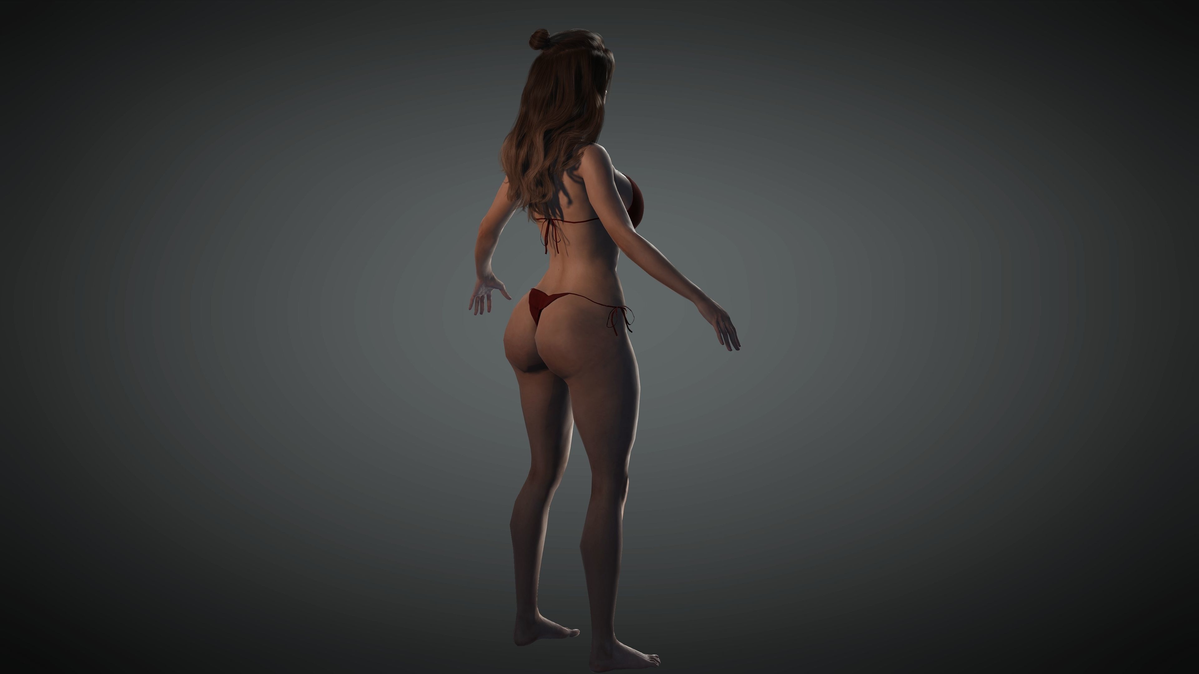 Beach Girl Low-poly 3D model_4