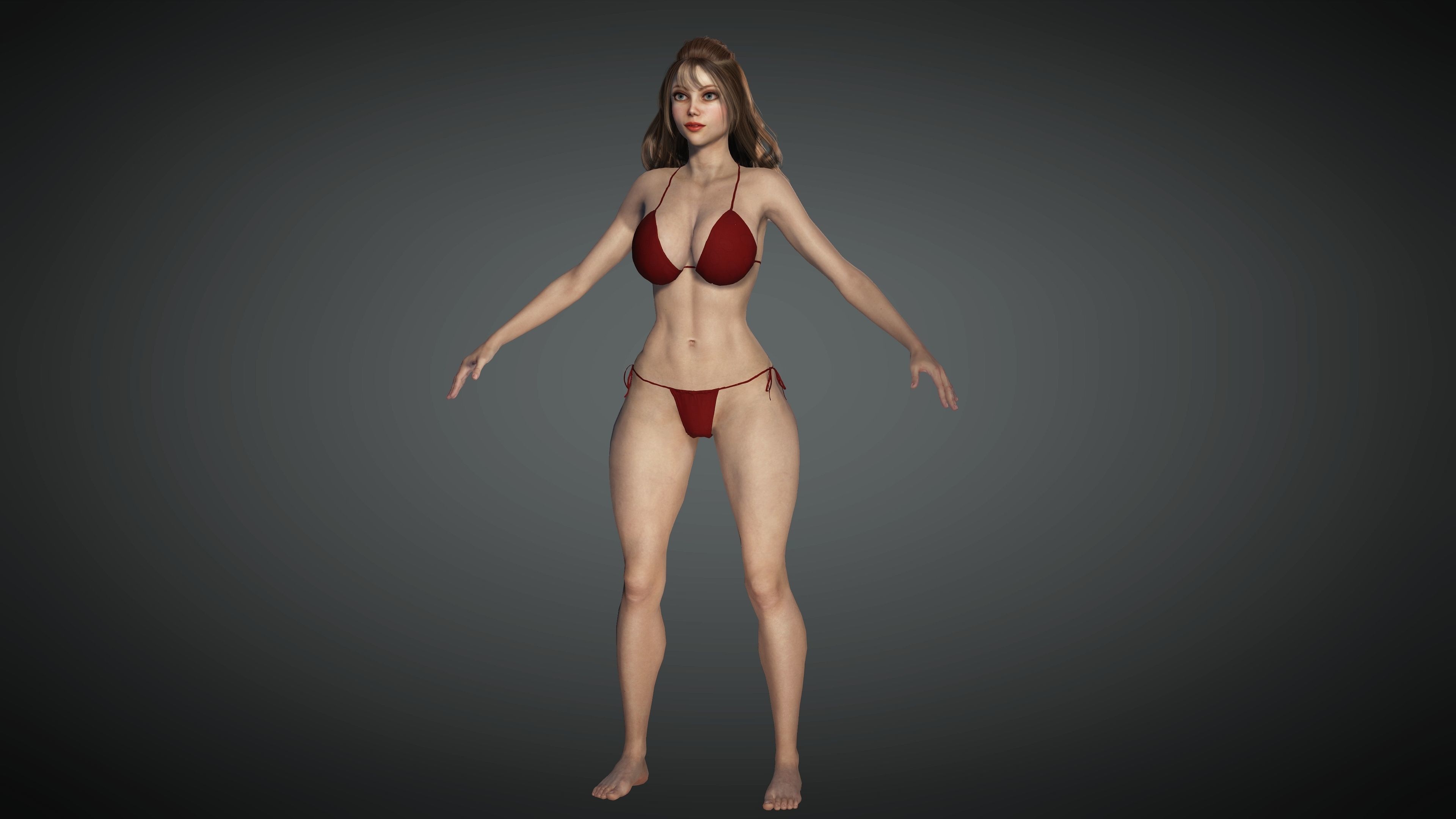 Beach Girl Low-poly 3D model_1