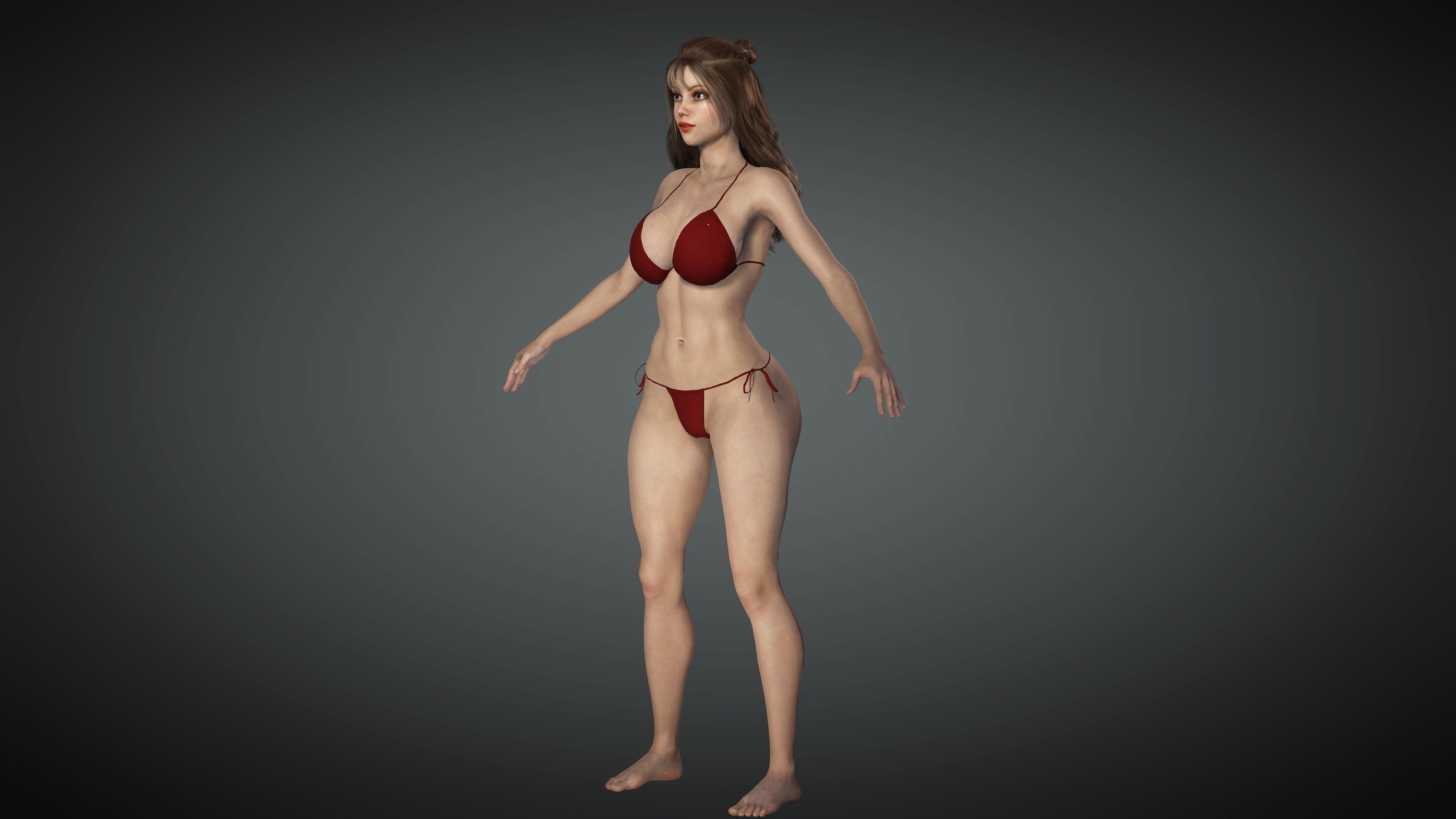 Beach Girl Low-poly 3D model_2