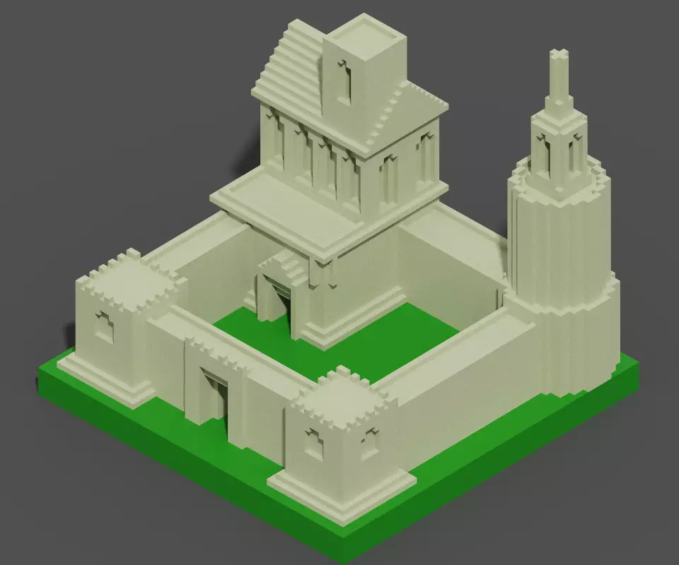 voxel castel Low-poly 3D model