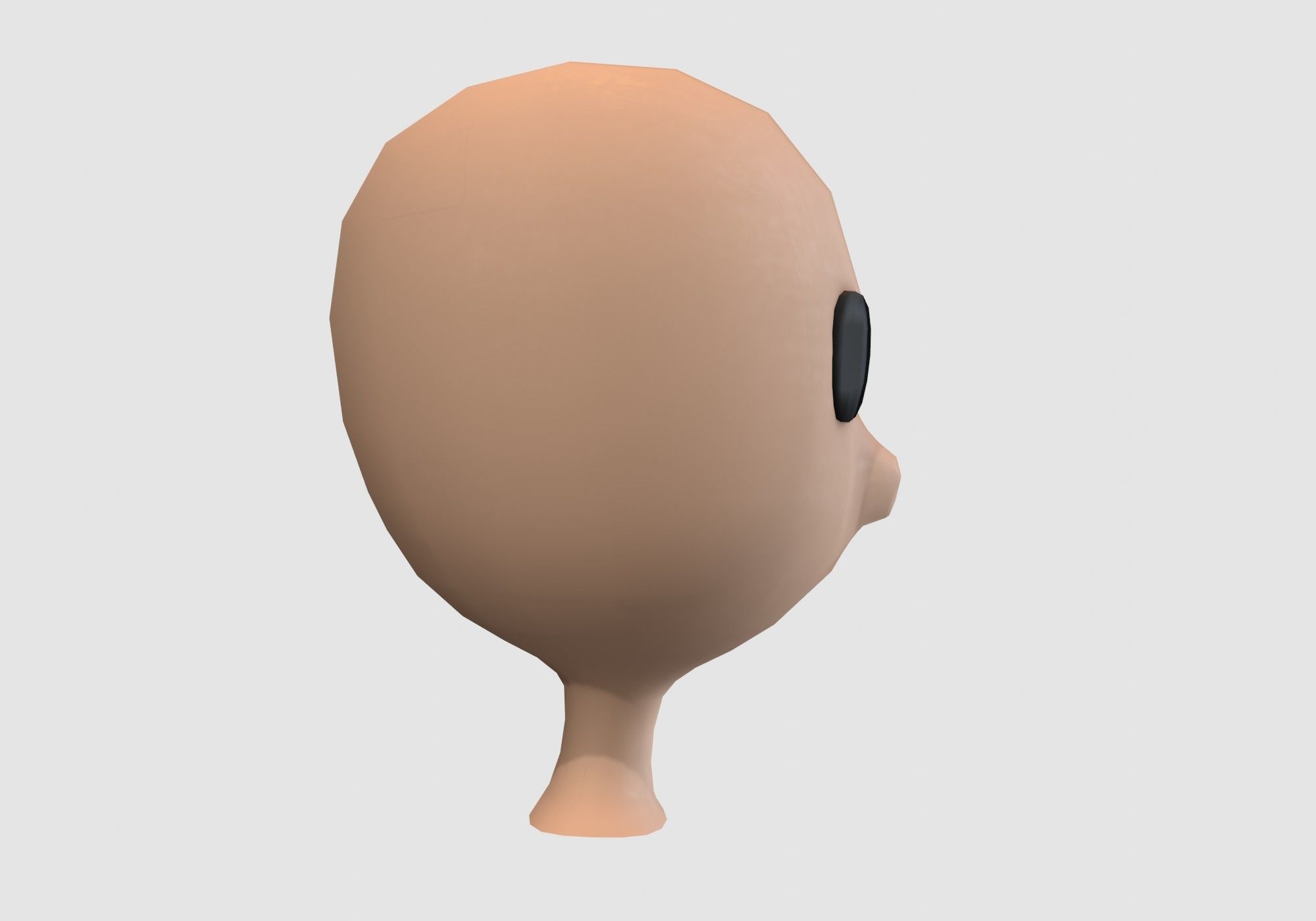 simple cartoon head  3D model_2