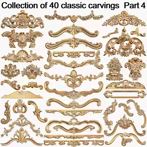 Collection of 40 classic carvings Part 4 3D model