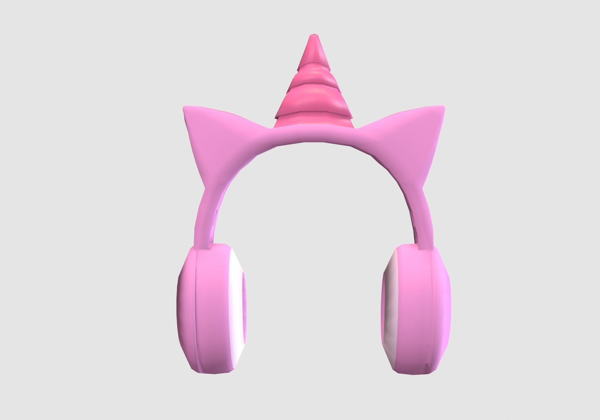 female unicorn headphones 3D model_4