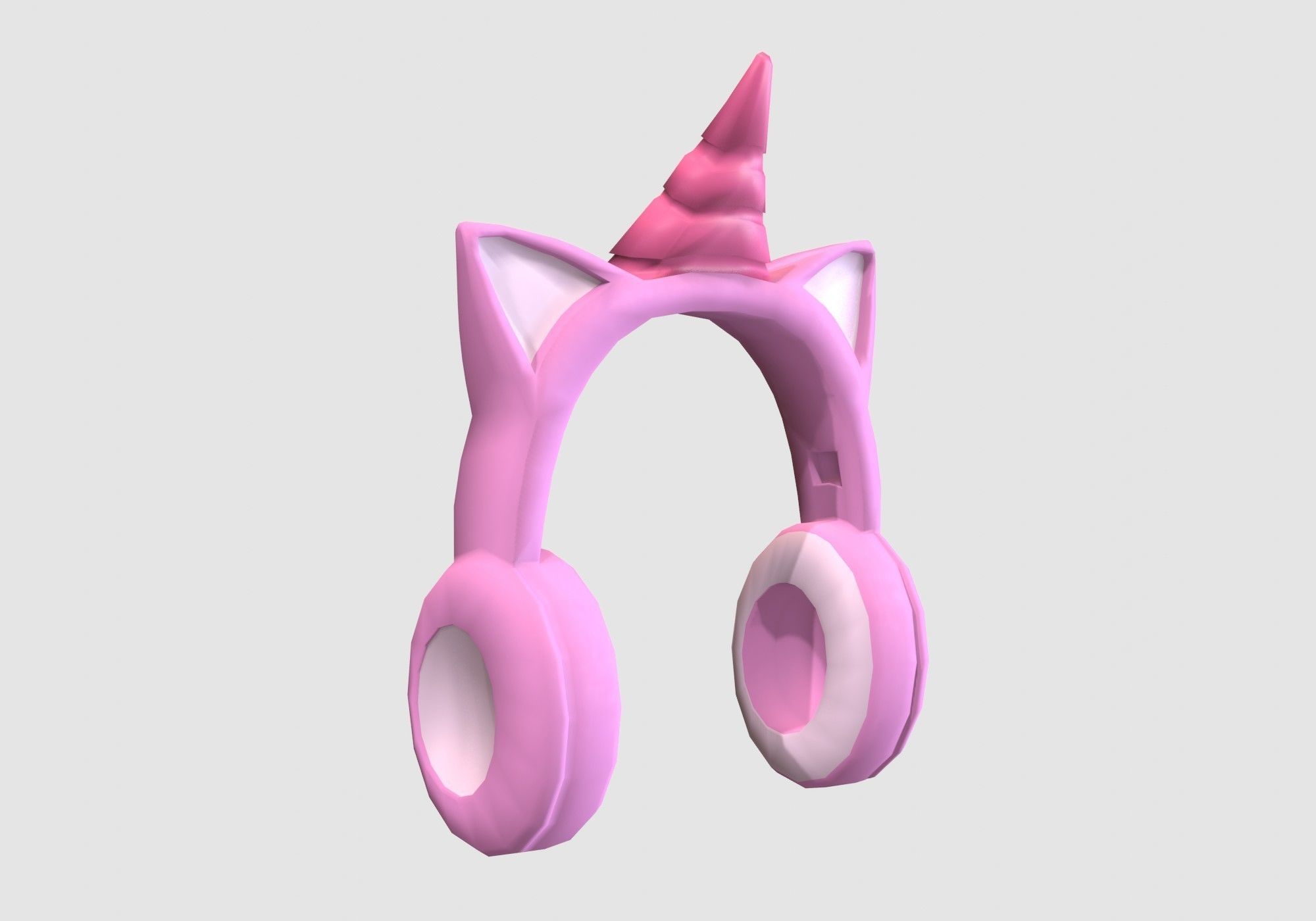 female unicorn headphones 3D model_1