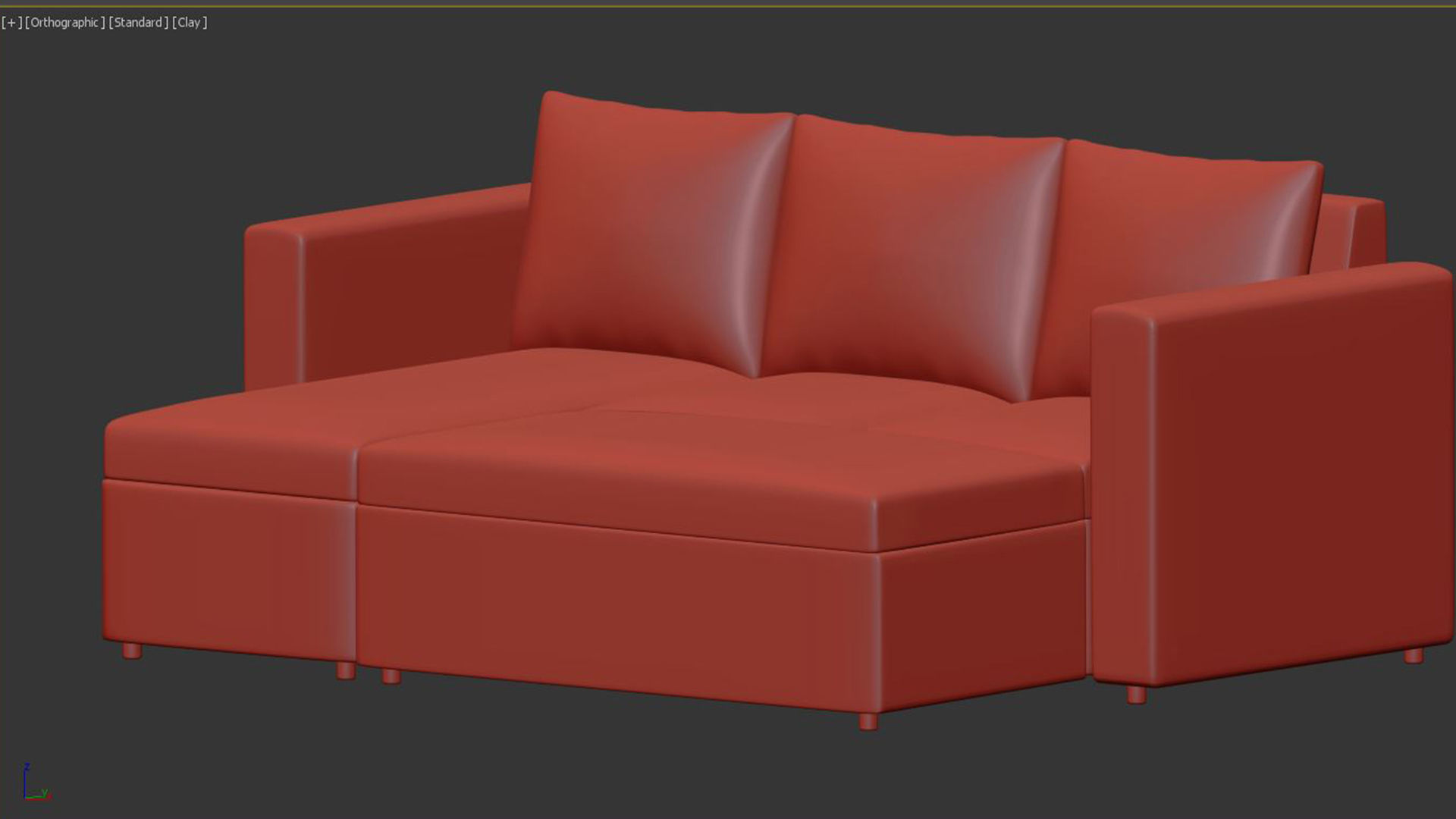 Sacramento Sofa Bed Chaise Reversible Grey 3D model CGTrader