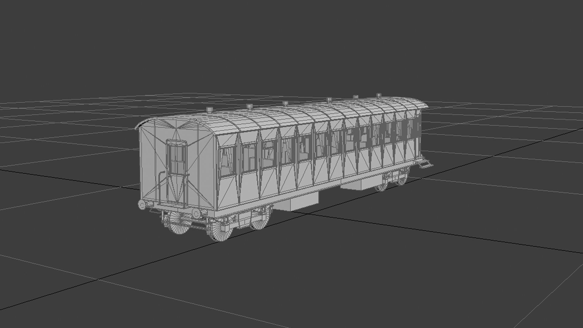 Passenger wagon  with interior Low-poly 3D model_9