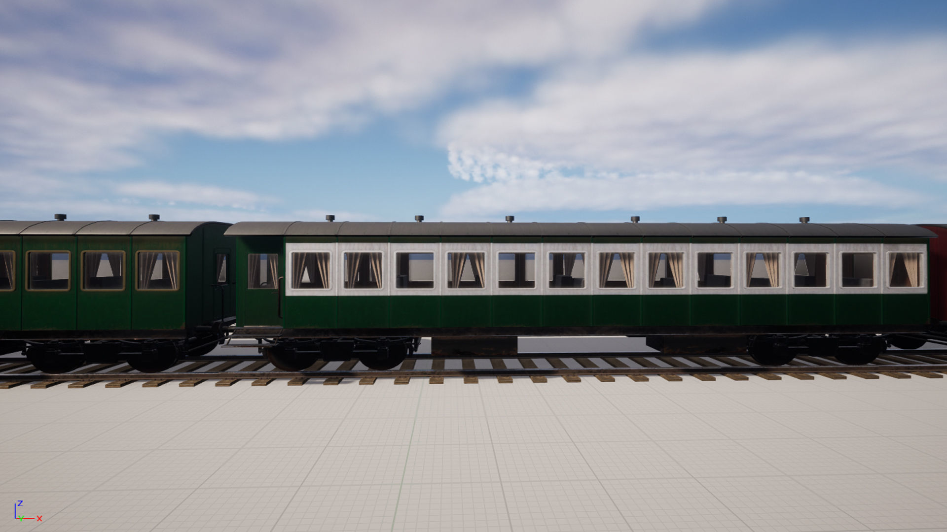 Passenger wagon  with interior Low-poly 3D model_6