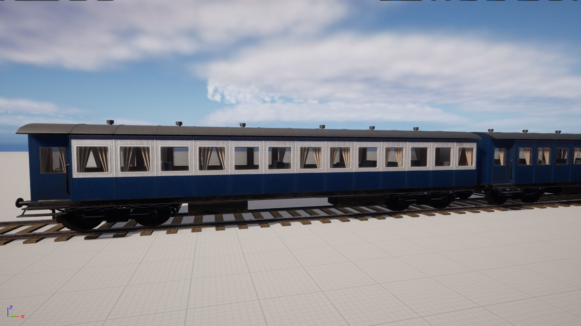 Passenger wagon  with interior Low-poly 3D model_1