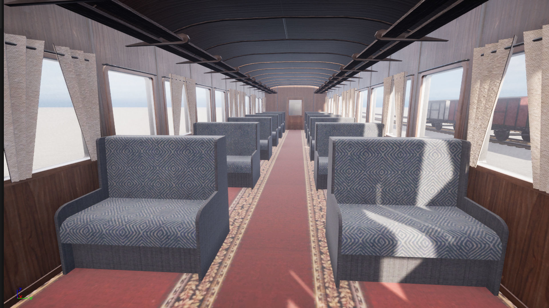 Passenger wagon  with interior Low-poly 3D model_8