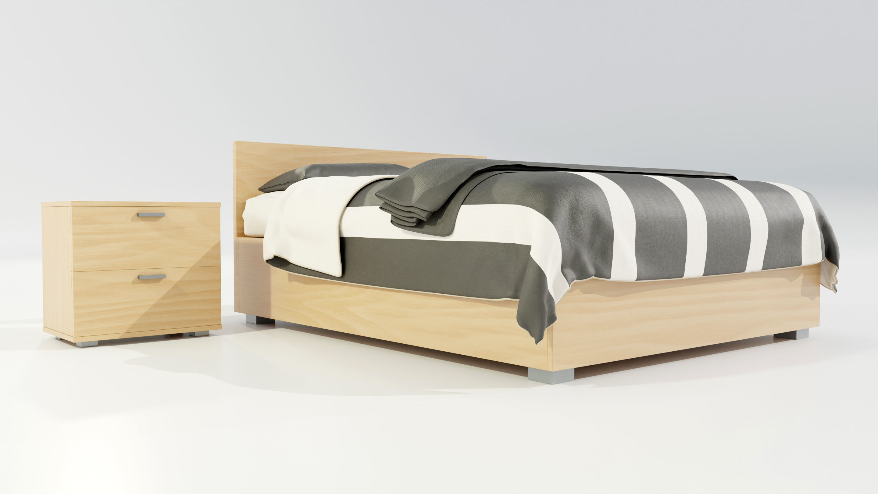 Double Bed 3D model_7