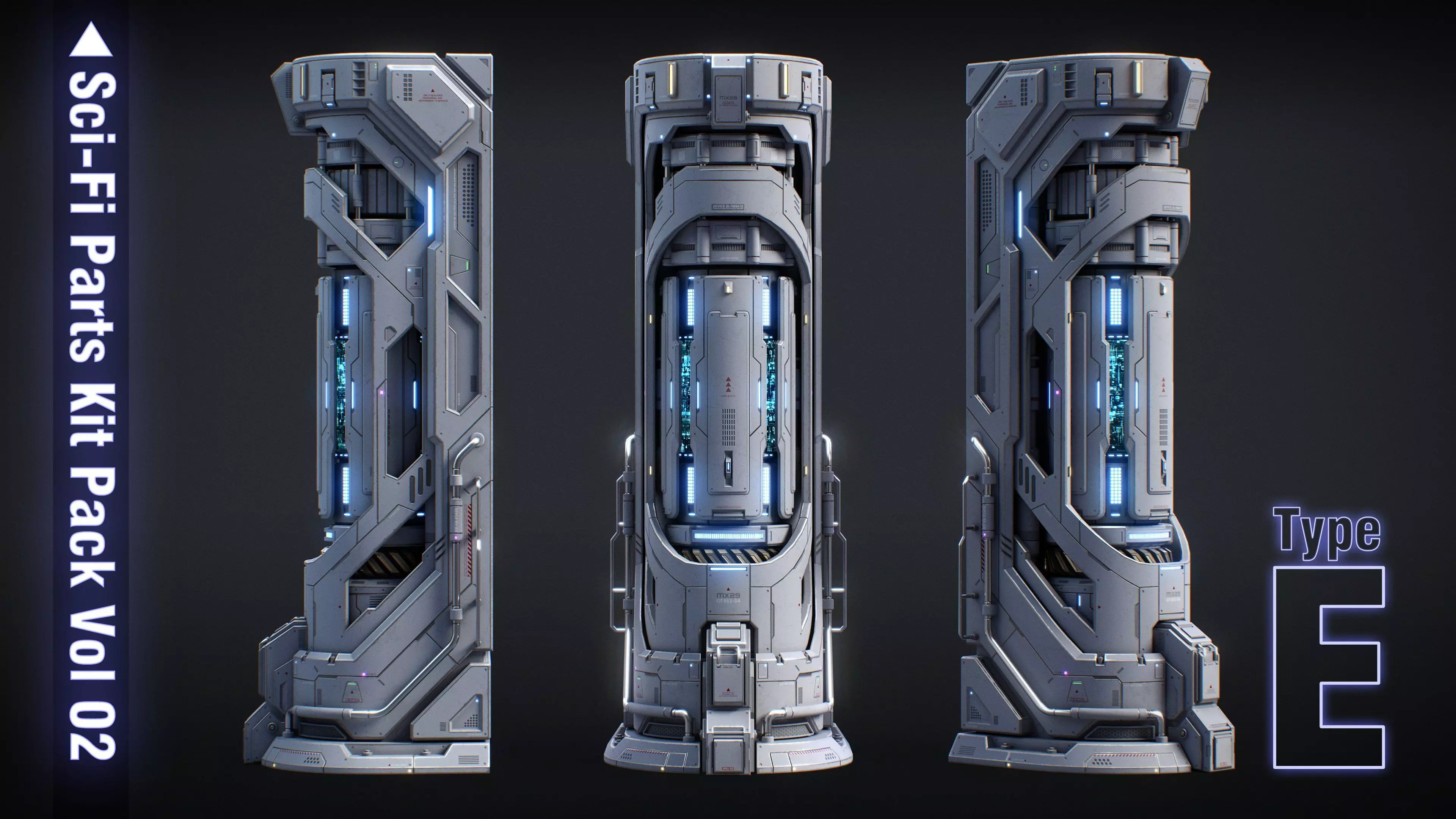 Sci-Fi Parts Kit Pack Vol 02 E-PBR Low-poly 3D model_0