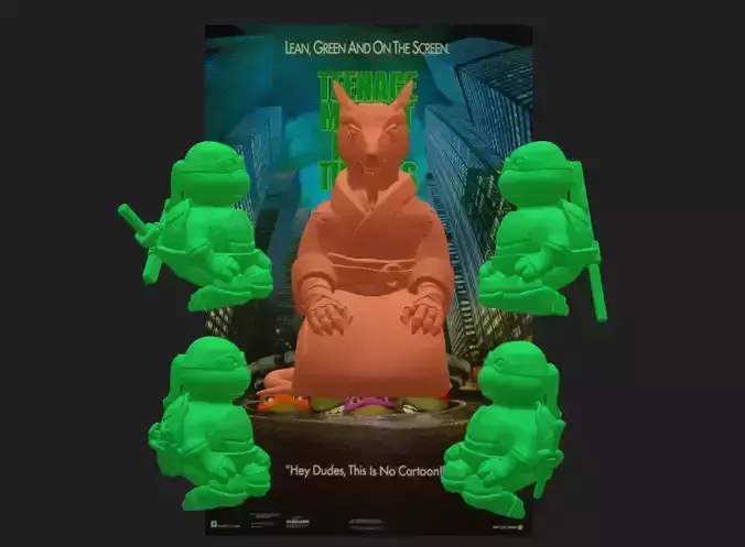 Full TMNT set with Extra keychain models MEGAPACK 3D print model Full TMNT set with Extra keychain models MEGAPACK 3D print model