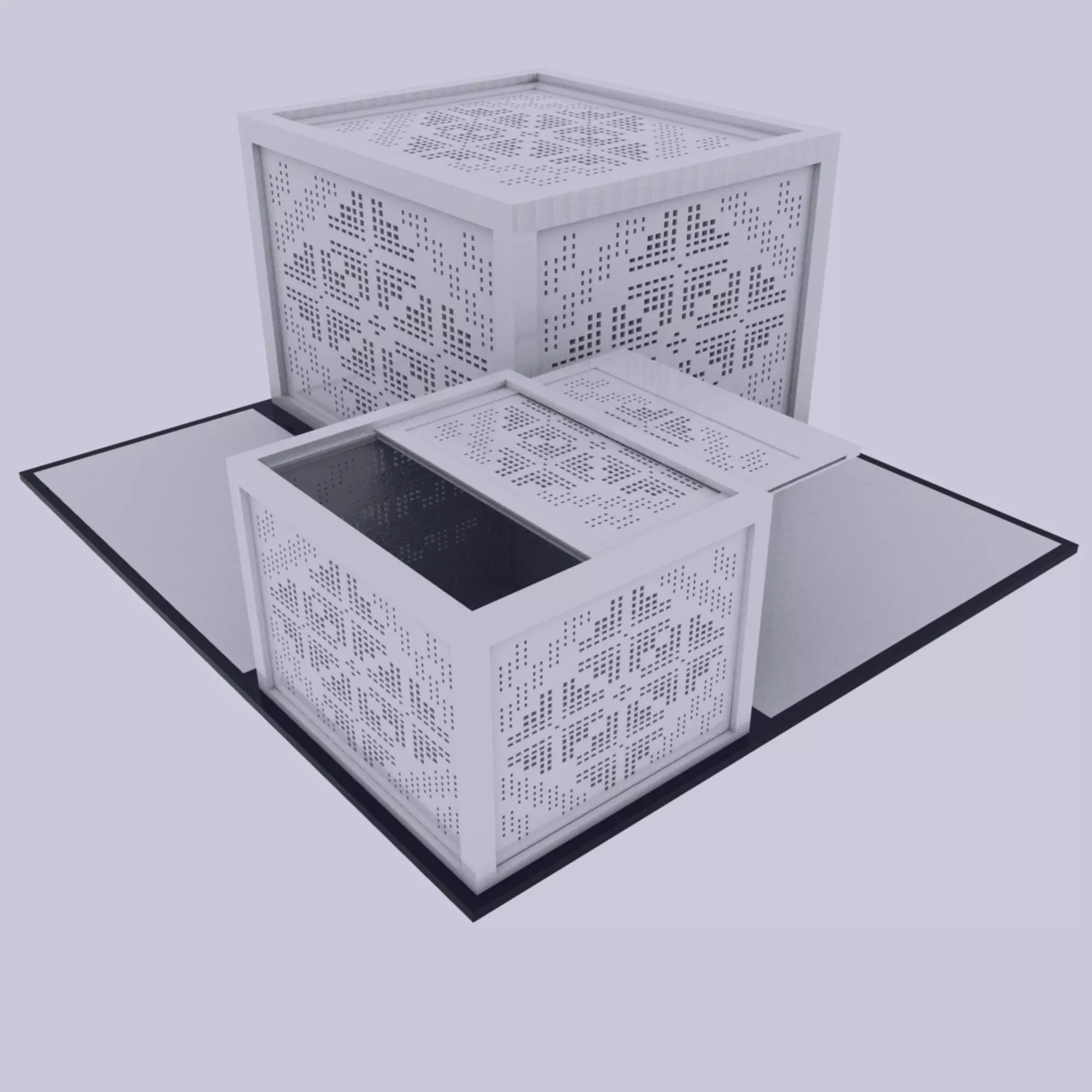 Boxes Embroidery Golden Section 3D model_0