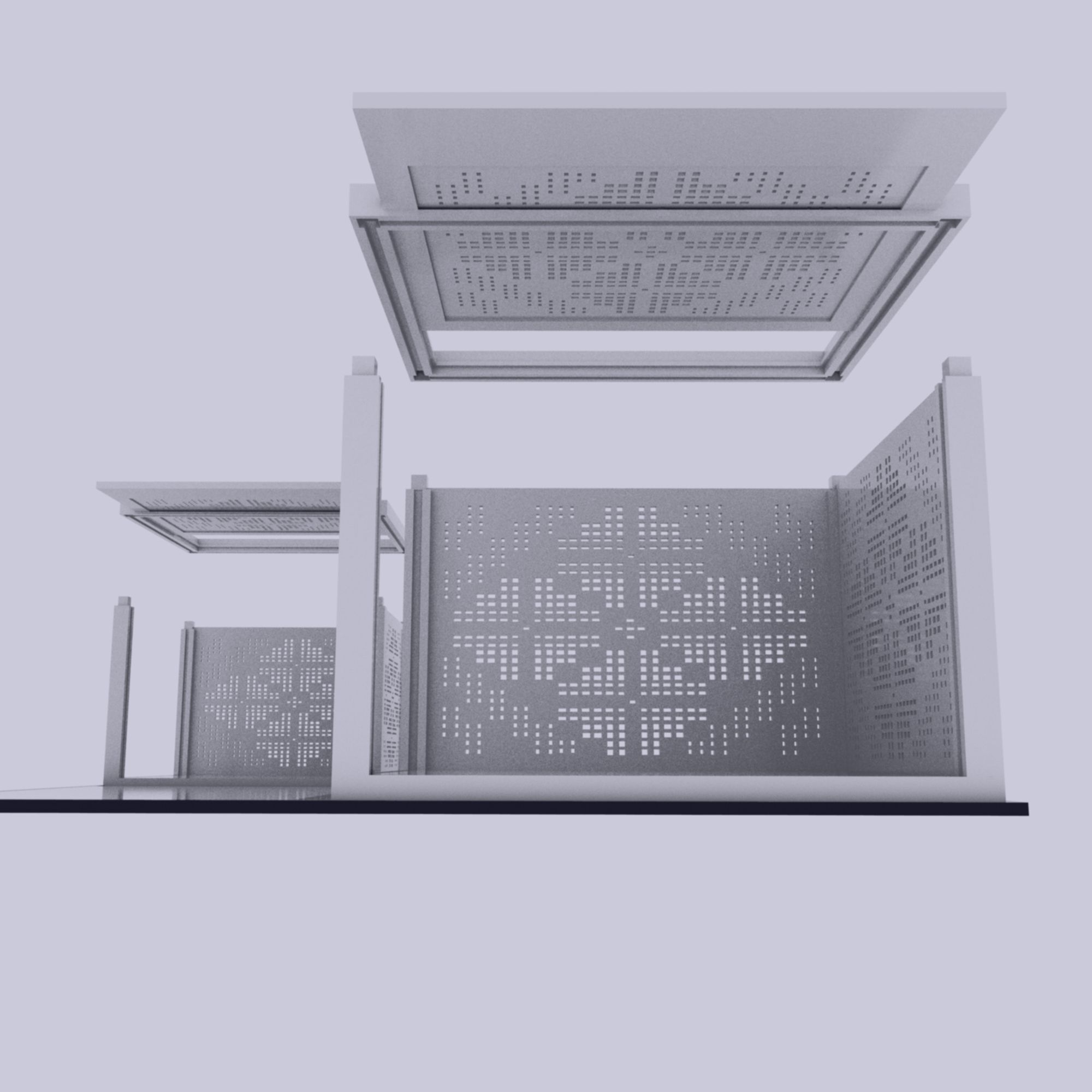 Boxes Embroidery Golden Section 3D model_2