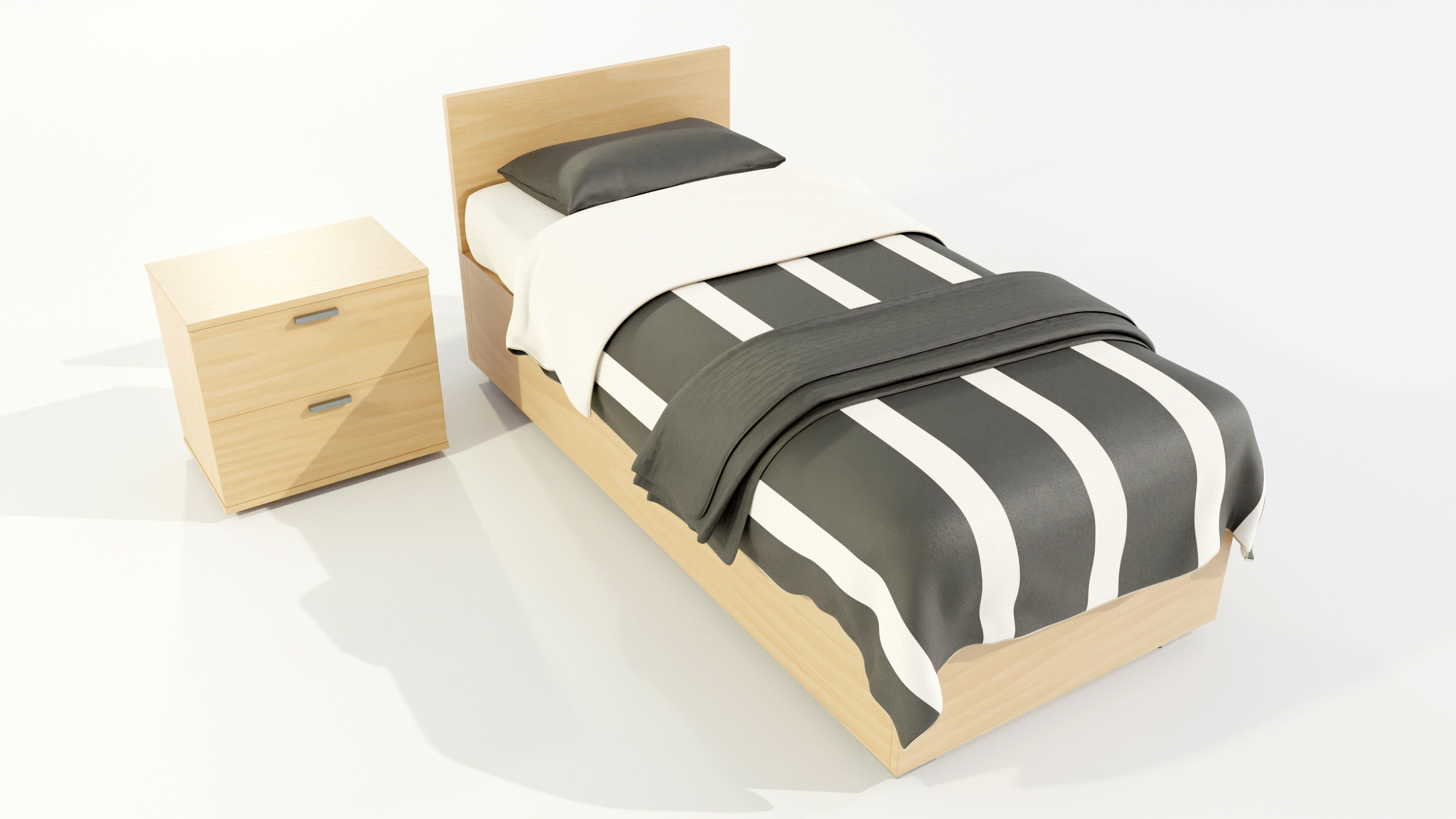 Single Bed 3D model_6