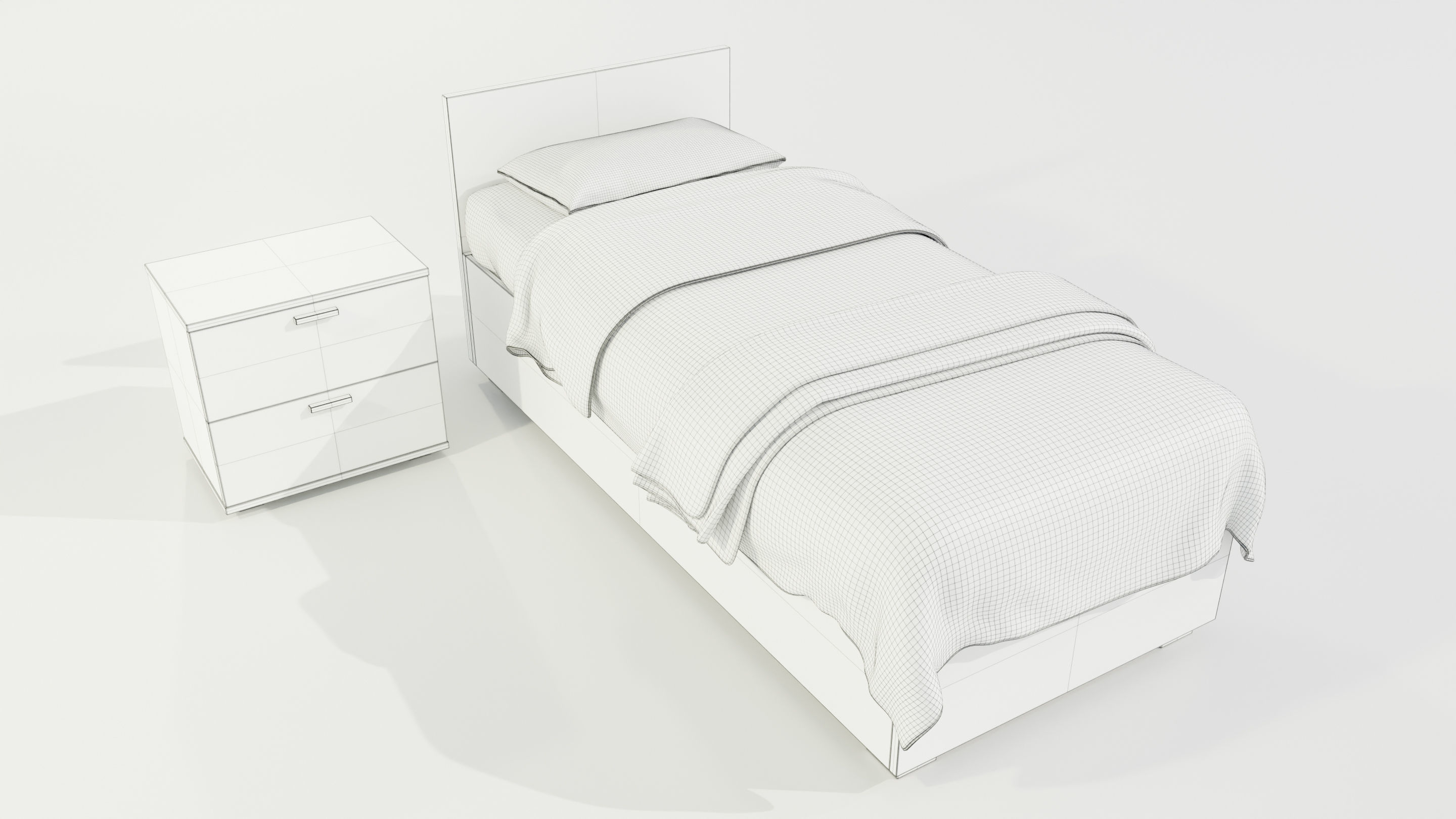 Single Bed 3D model_16