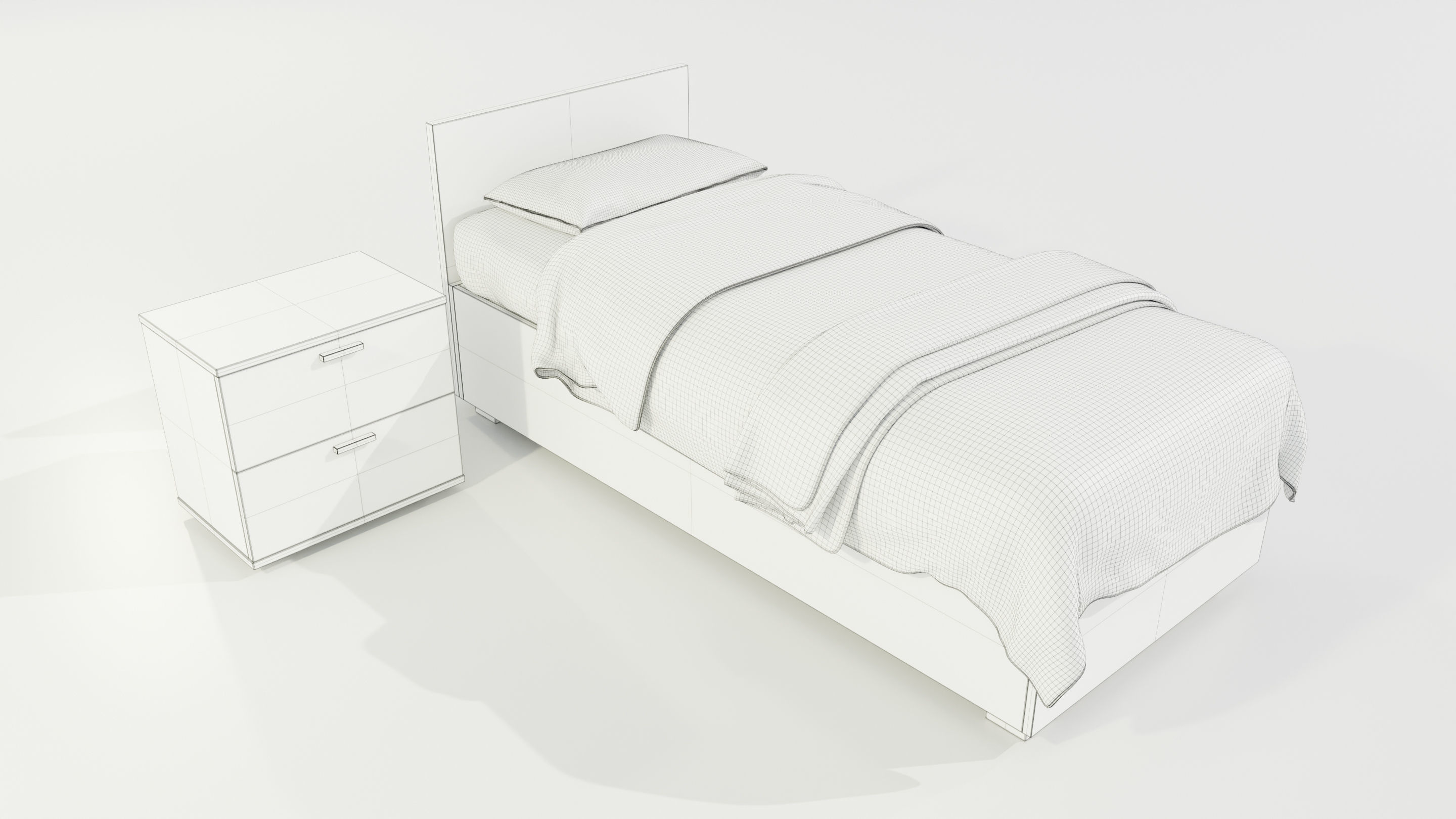 Single Bed 3D model_12