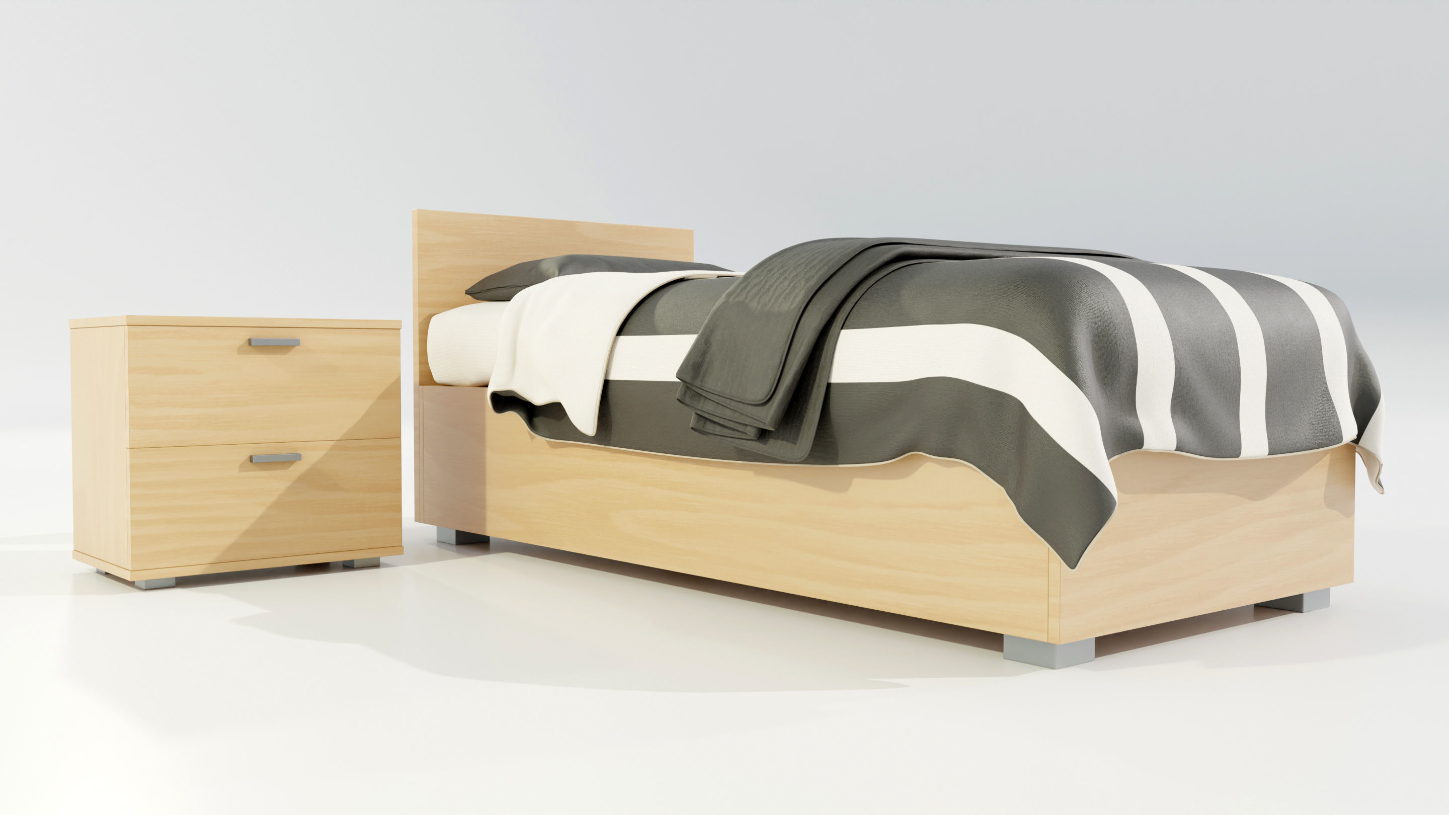 Single Bed 3D model_7